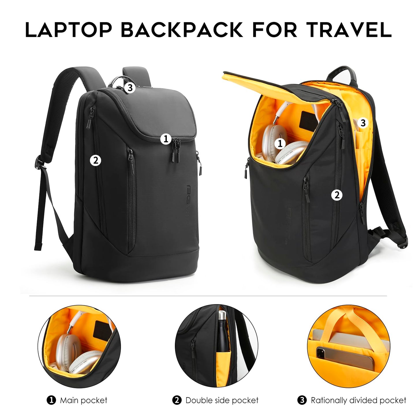 BANGE Commute backpack can hold 15.6 inch laptop,Flight approved carry on backpack for men and woman