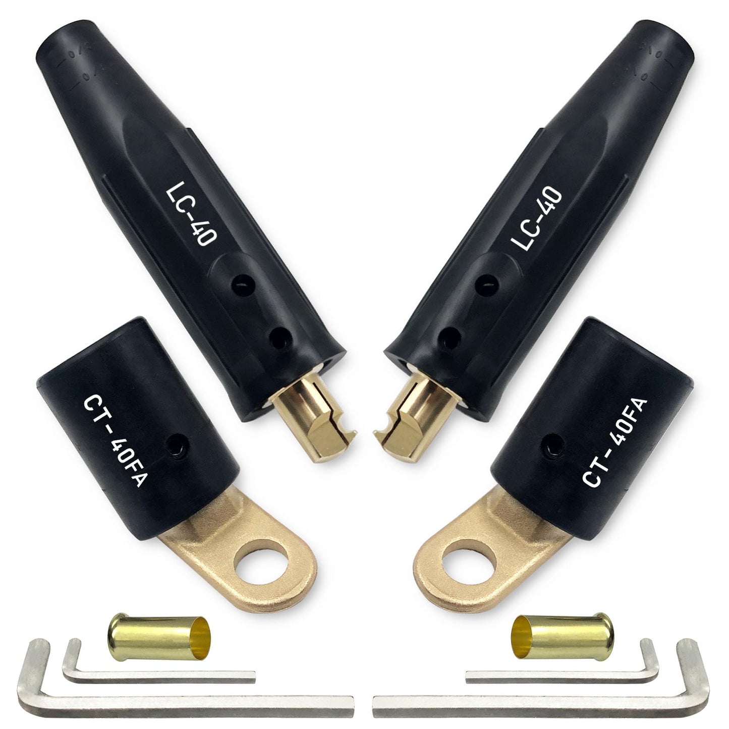 2PCS CT-40FA Welding Terminals & 2PCS LC-40 Welding Cable Connectors, Welder Leads Quick Connector and Terminal for Welding Machine Accessories, 1/0 and 2/0(50-70mm²) Cable Size Capacity