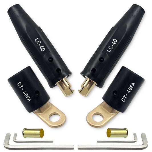 2PCS CT-40FA Welding Terminals & 2PCS LC-40 Welding Cable Connectors, Welder Leads Quick Connector and Terminal for Welding Machine Accessories, 1/0 and 2/0(50-70mm²) Cable Size Capacity