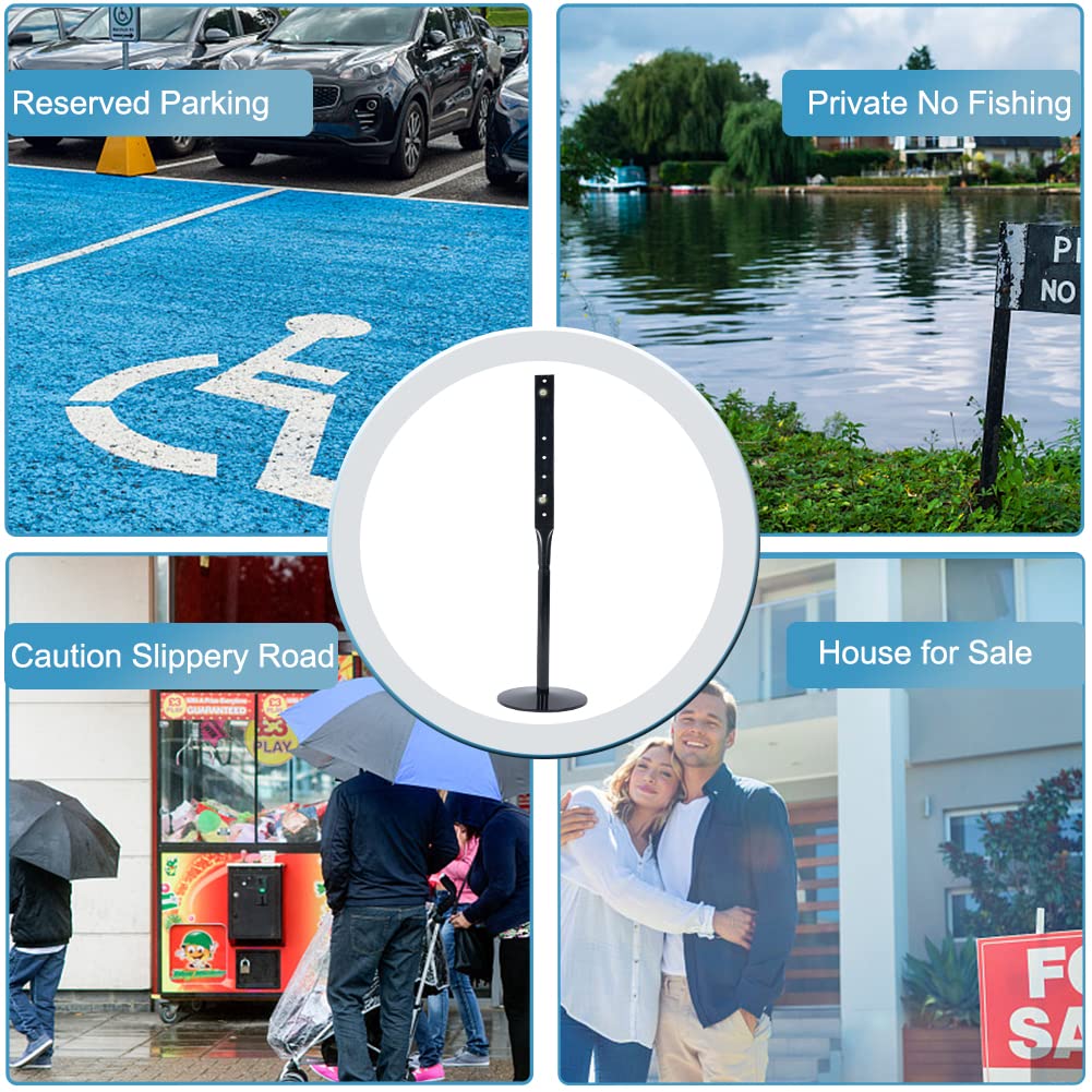 Furnishh Heavy Duty Cast Iron Sign Stand - 48" Tall Pedestal Sign Holder with 12" Base - Outdoor Metal Parking Sign Post for Street, Business & Driveway - Fits up to 18x24 Signs, Black