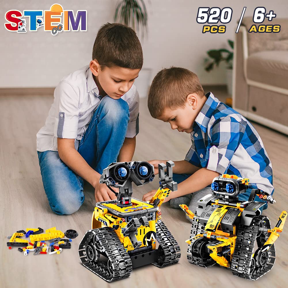 HOGOKIDS Robot Building Toys for Kids - 5 in 1 Remote & APP Controlled Building Set | RC Wall Robot/Engineer Robot/Mech Dinosaur STEM Toys for Boys Girls Age 6 7 8 9 10 11 12+ Year Old (520 Pcs)