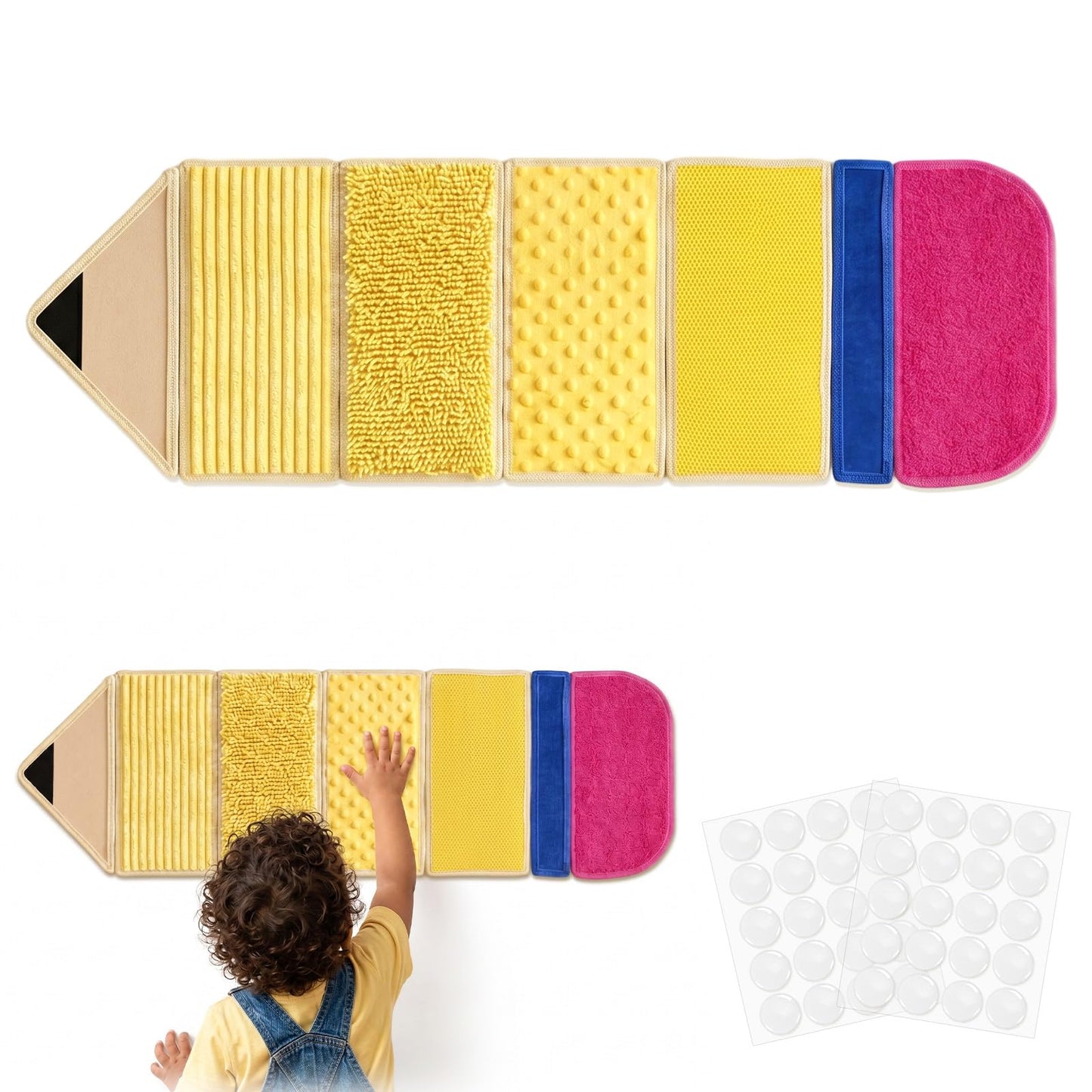 Pencil Sensory Wall Panel for Kids with Autism 6 Textured Quiet Montessori Toys Sensory Mats for Toddler Tactile Busy Board for Classroom Daycare Nursery Preschool Playroom