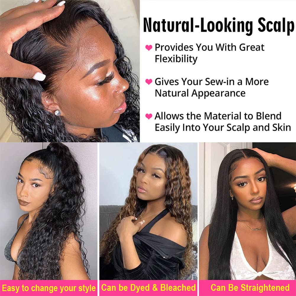 Deep Wave Lace Front Wigs Human Hair Pre Plucked 13x4 Lace Frontal Wigs For Women With Baby Hair 180% Density Wet and Wavy Transparent Brazilian Human Hair Wig Pre plucked Hair Natural Color 24Inch