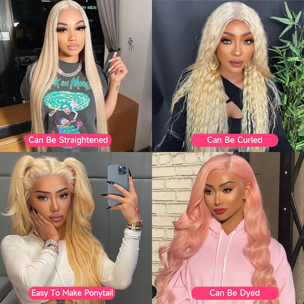 Lotulo 613 HD Lace Frontal Wig 13x6 200 Density, Blonde Lace Front Wigs Human Hair, Pre Plucked Bleached Knots with Baby Hair Natural Hairline Body Wave 613 Lace Front Wig Human Hair (28 Inch)