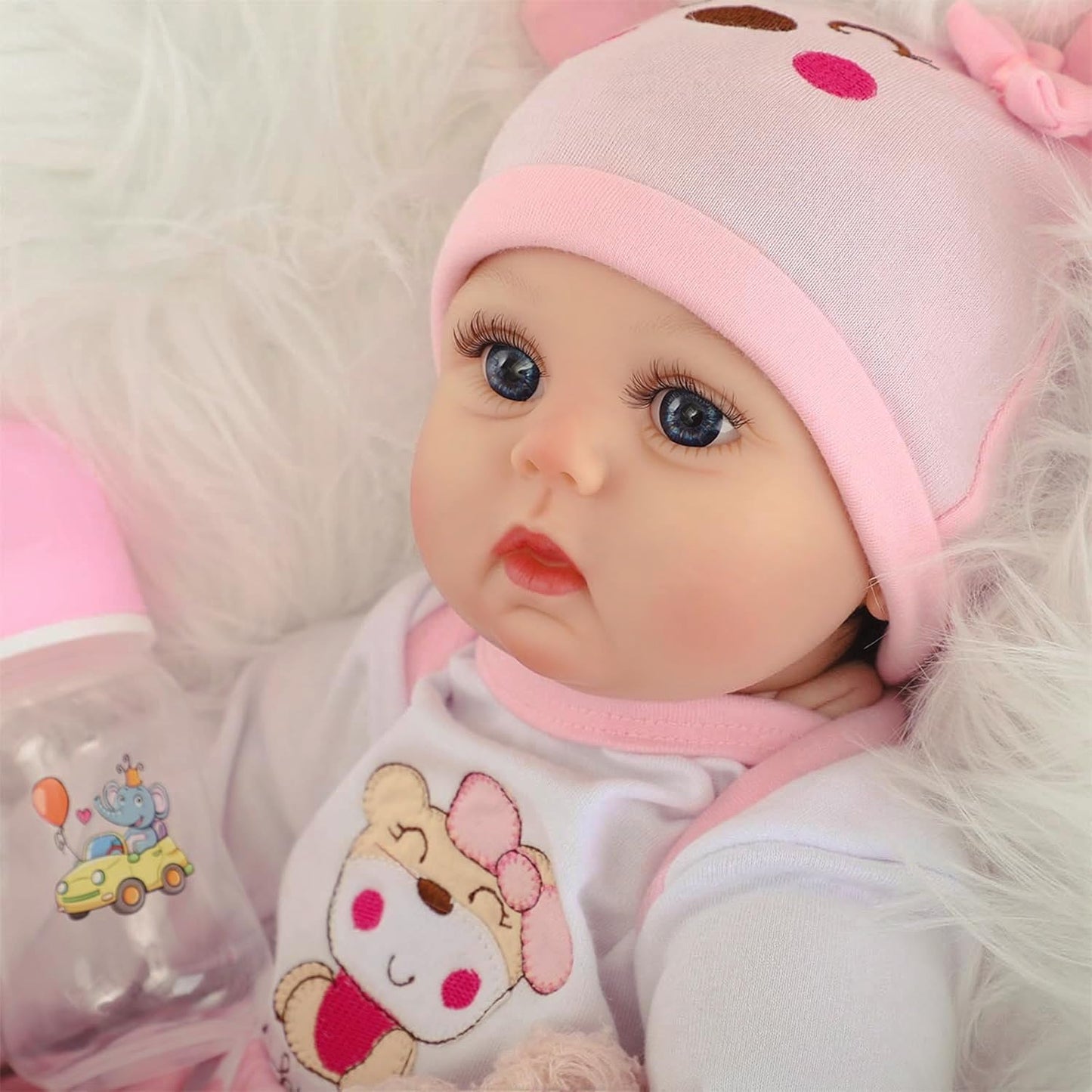 Realistic Reborn Baby Doll Girl 22", Sweet Real Life Like Bebes de Silicona Reales Handmade, Lifelike Reborn Doll Soft Vinyl Weighted Gift Set with Birth Certificate & Feeding Kit Toys for Kids Age 3+