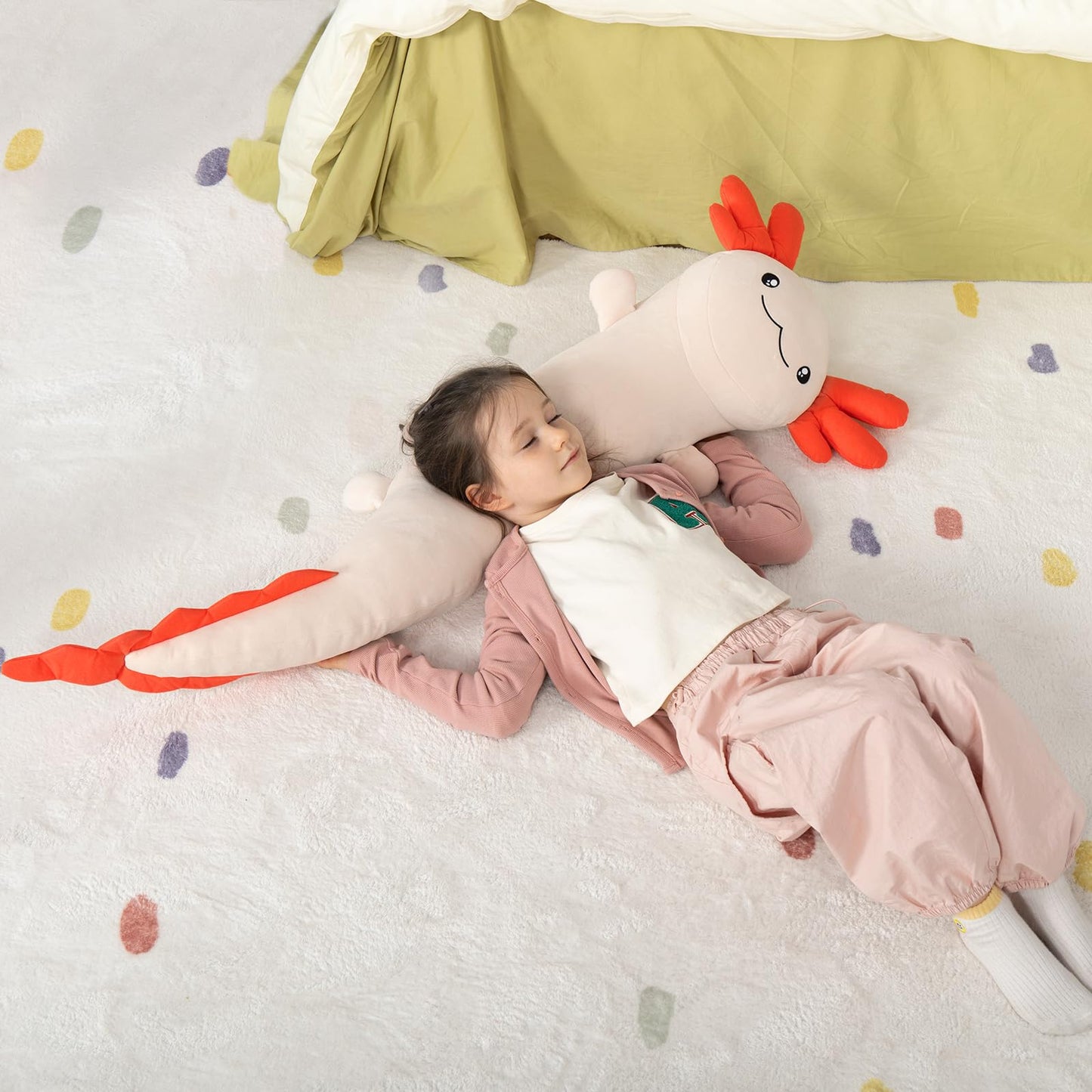 MaoGoLan Giant Axolotl Plush Stuffed Animal,Big Axolotl Plush Pillow Toy,Huge Stuffed Axolotl Body Pillow for Kids Adults, Birthday Present Pink