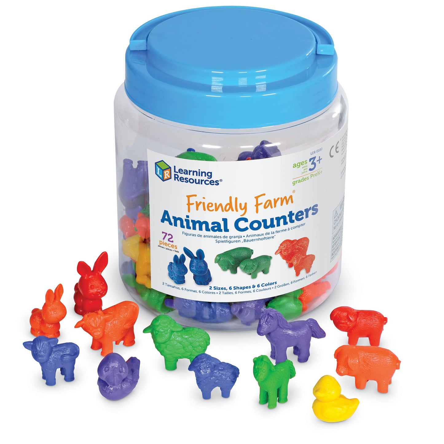 Learning Resources LER0180 Friendly Farm Animal Counters, Educational Counting and Sorting Toy, 72 Pieces