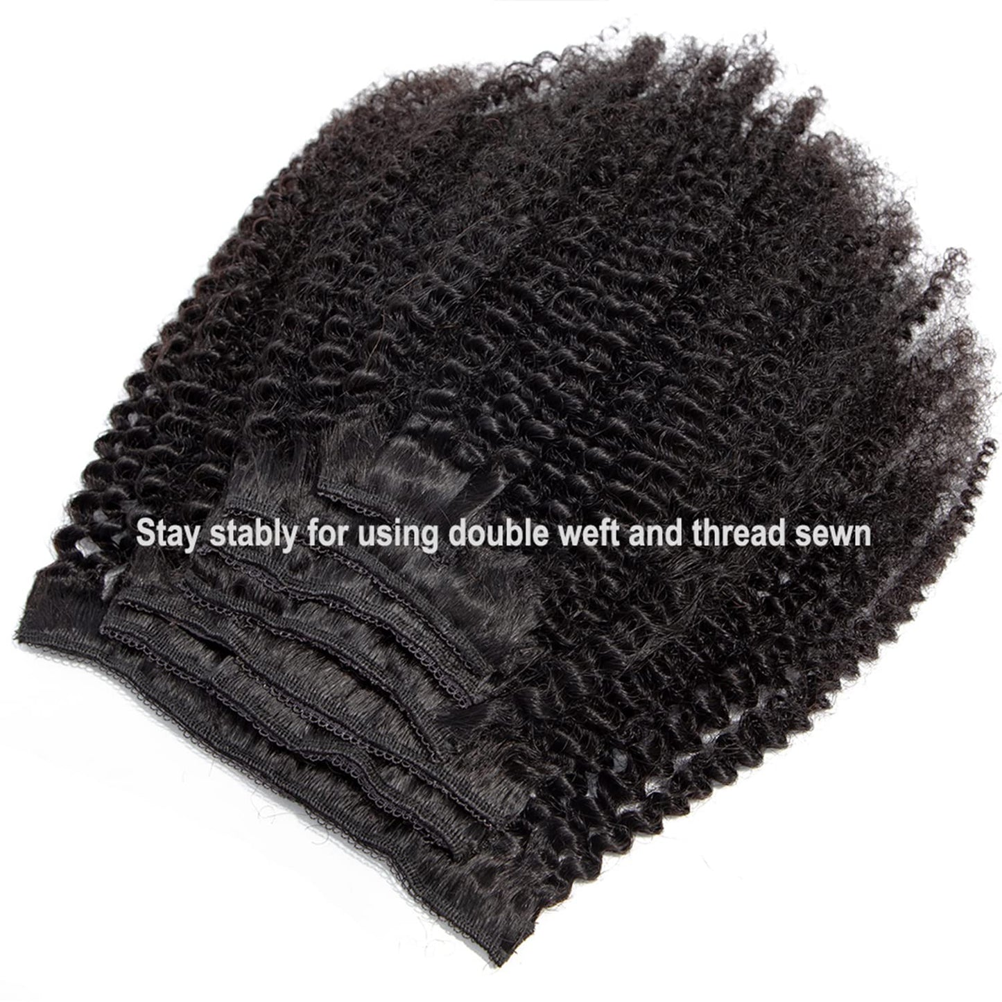 Kinky Curly Clip in Hair Extensions Real Human Hair 3C 4A Human Hair Clip in Extensions Double Weft Afro Kinky Curly Clip ins for Black Women Natural Color 7pcs 120g/Set 16Inch