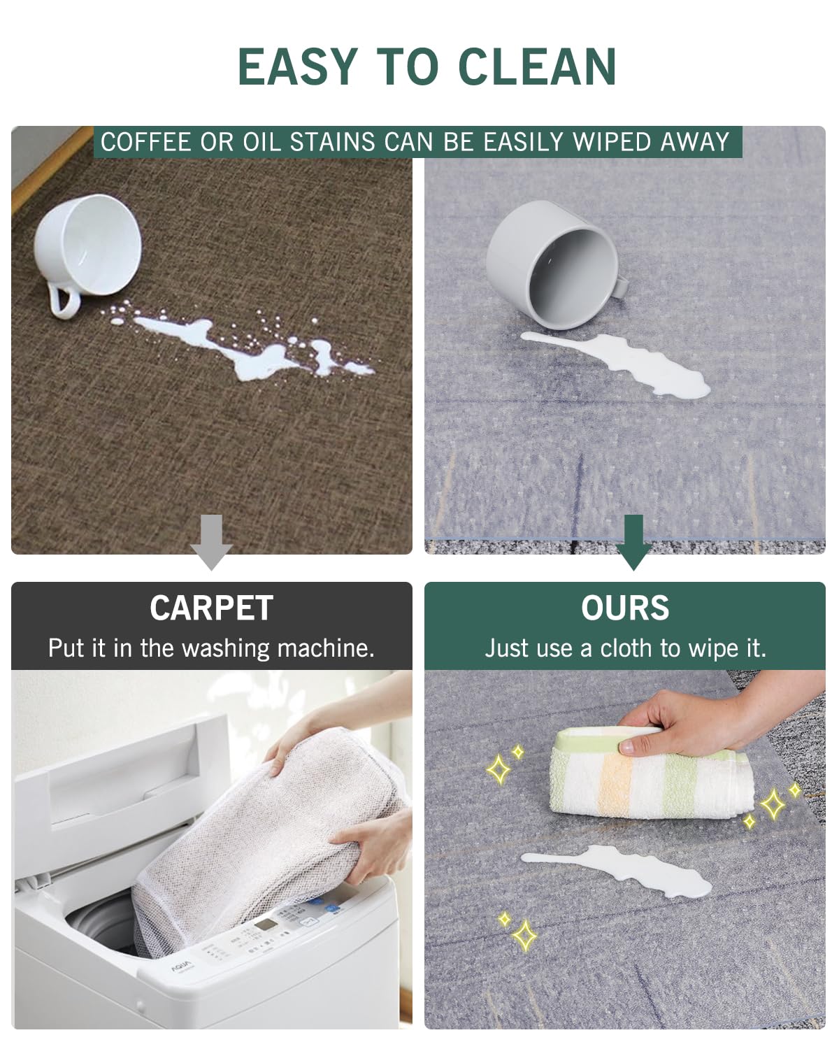 Desk Chair Mat for Carpet, 36"x 48" Anti-Slip Waterproof Plastic Rolling Chair Floor Mat for Home Office, Clear Heavy Duty Easy Glide Computer Chair Mat, Carpet Protector Mat for Office Chair
