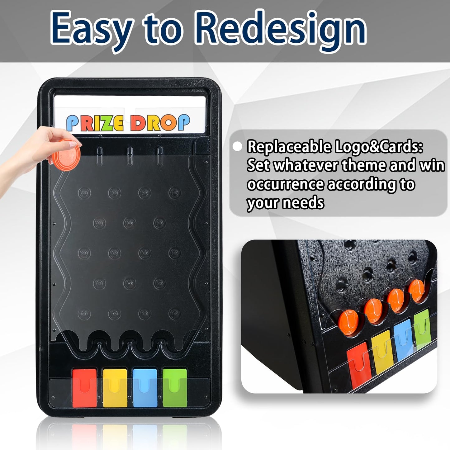 Hooomyai Mini Tabletop Prize Drop Board Game 25"x14" Plinko Board Foldable Stand with Customizable 8 Playing Pucks for Carnival Tradeshow Party