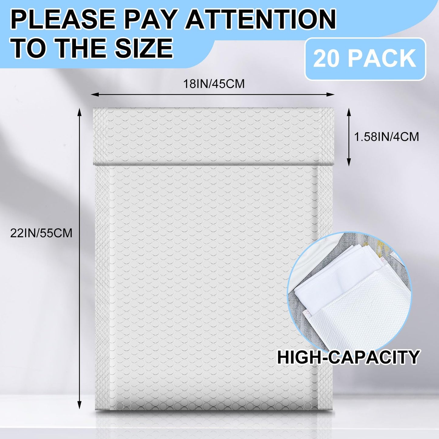 Ireer 20 Pack Extra Large 18 x 22" Bubble Mailers Poly Padded Envelopes Cushioned Mailing Envelopes Bubble Padded Mailers Self Adhesive Waterproof Shipping Bags for Business Christmas Gift Packaging