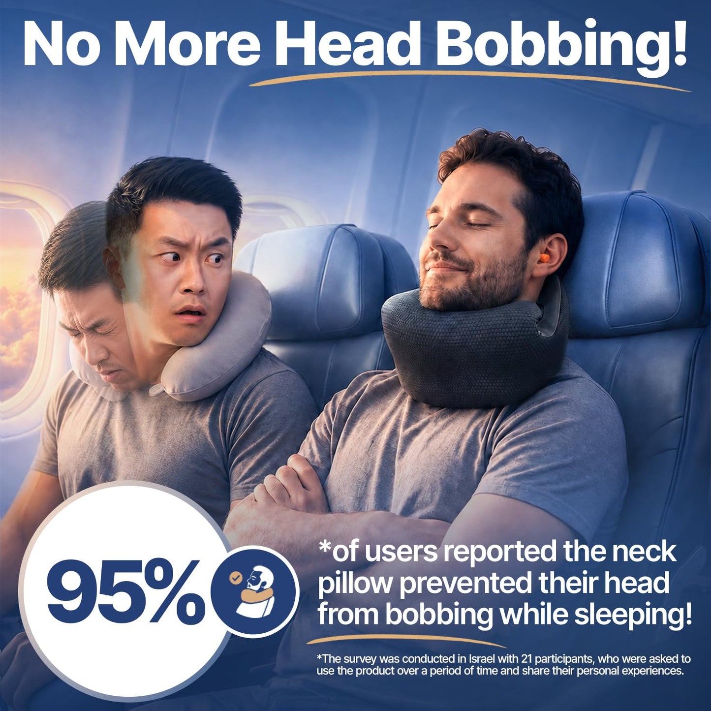 ComfyNap® Versatile Travel Neck Pillow for Airplane [Patented], 9 Positions in 3 Techniques, Plane Pillow with Pure Memory Foam, Travel Pillow with HeadRest Flight Sleep, Travel Essential - Mercury