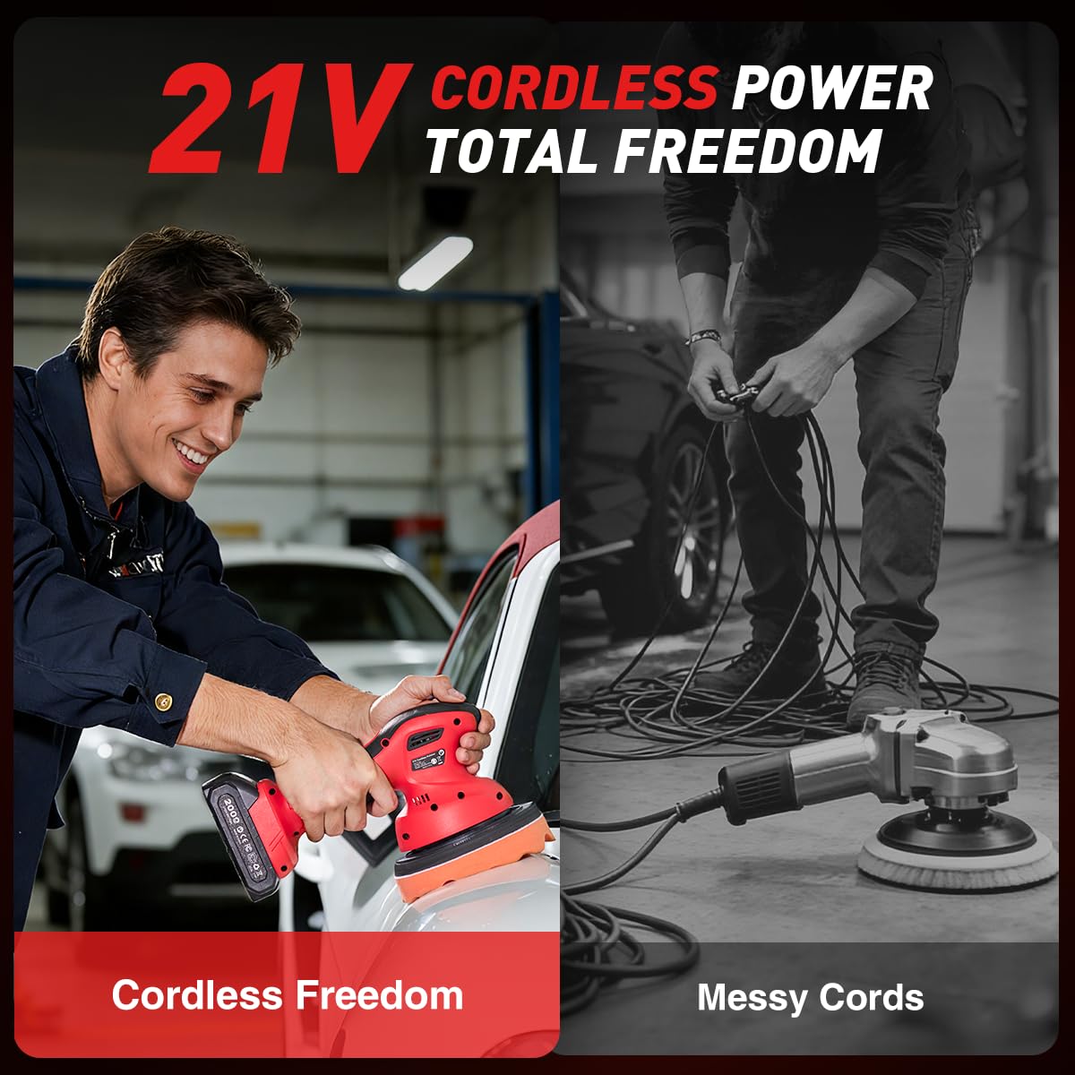 Avhrit Cordless Car Buffer Polisher kit w/ 2x2000mAh 21V Batteries, 6 Inch Car buffer Waxer Kit w/ 6 Variable Speed & Extra 10 PCS Attachments, Polisher for Car Detailing,Boat Sanding,Scratch Removing