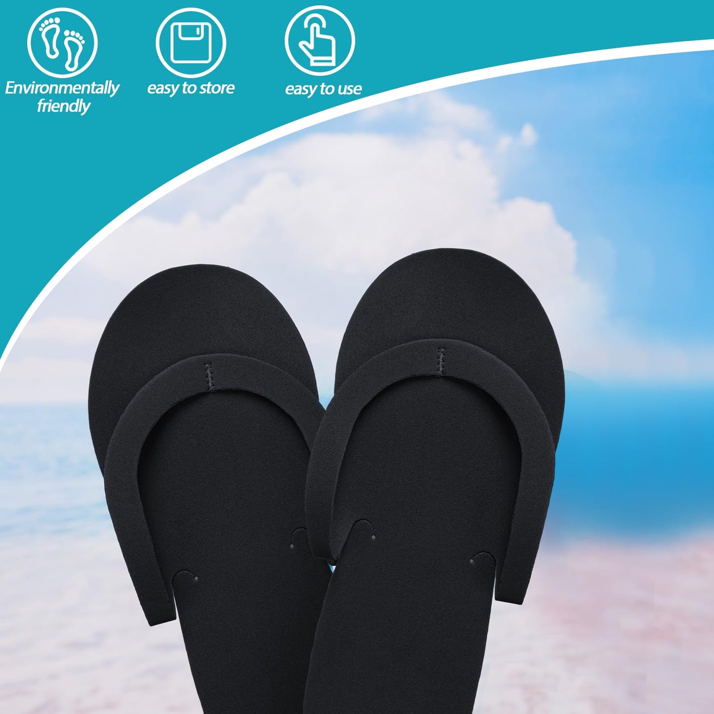 Mepase 90 Pairs Disposable Pedicure Slippers Bulk Foam Flip Flops Spa Pedi Slippers Shower Sandals for Guests Women Men Foot Nail Salon Party Supplies Wedding Favors(Black)