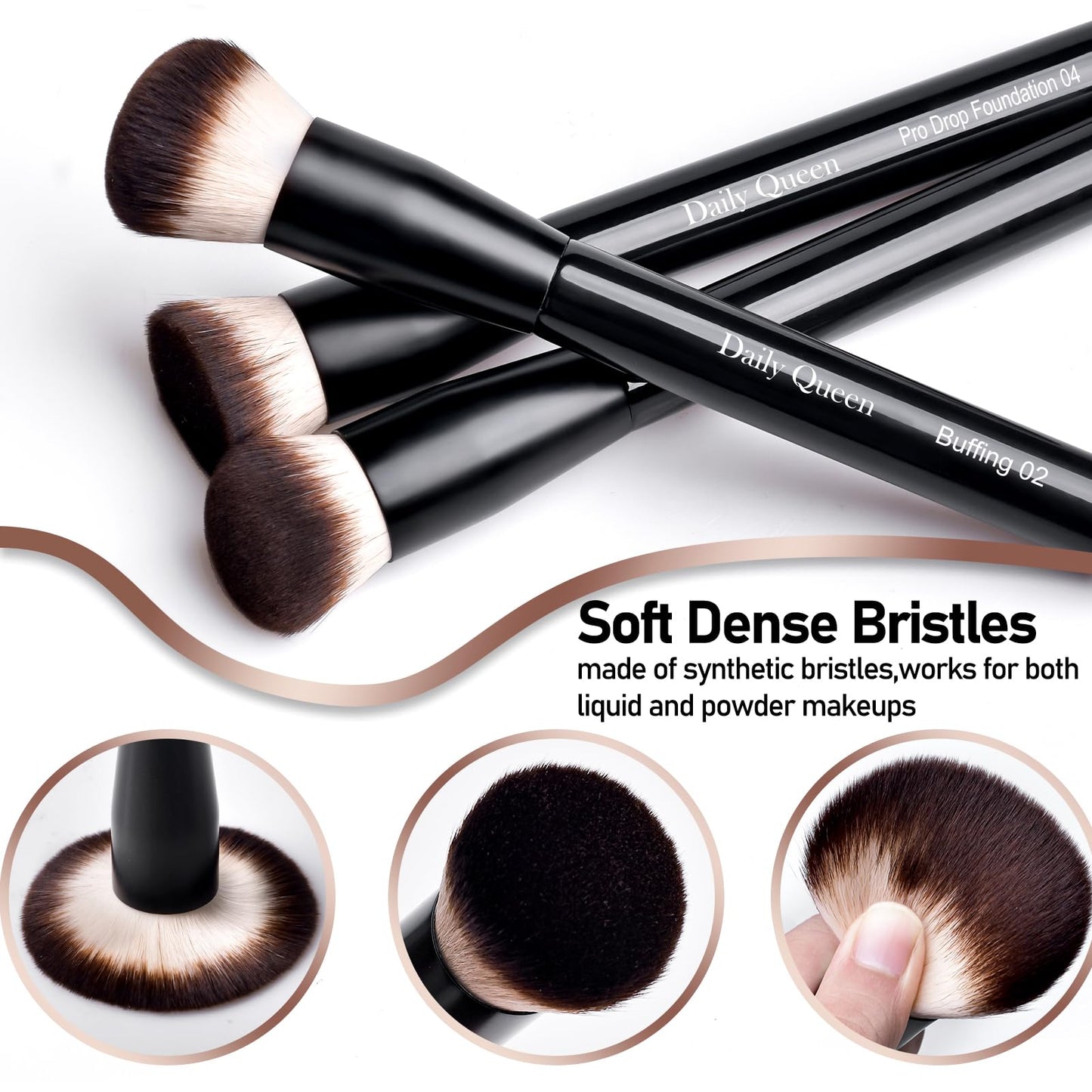 Daily Queen Makeup Brush Set 25 pcs Black Professional Kabuki Powder Concealers Eye shadows Blush Eyeliner Eyebrow Contour Eye blending Brushes