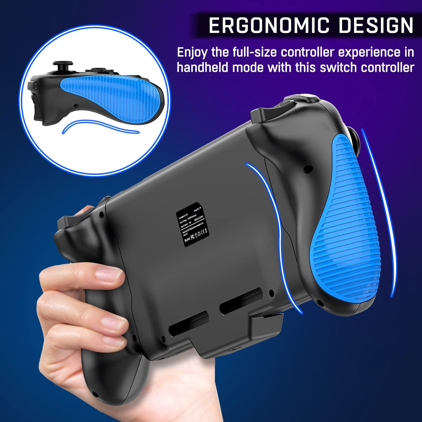 Gammeefy Switch Controller for Switch/OLED, Hall Effect One-Piece Joypad Controller Replacement for Switch Pro Controller, Switch Controllers Remote with Adjustable Turbo and Dual Motor Vibration