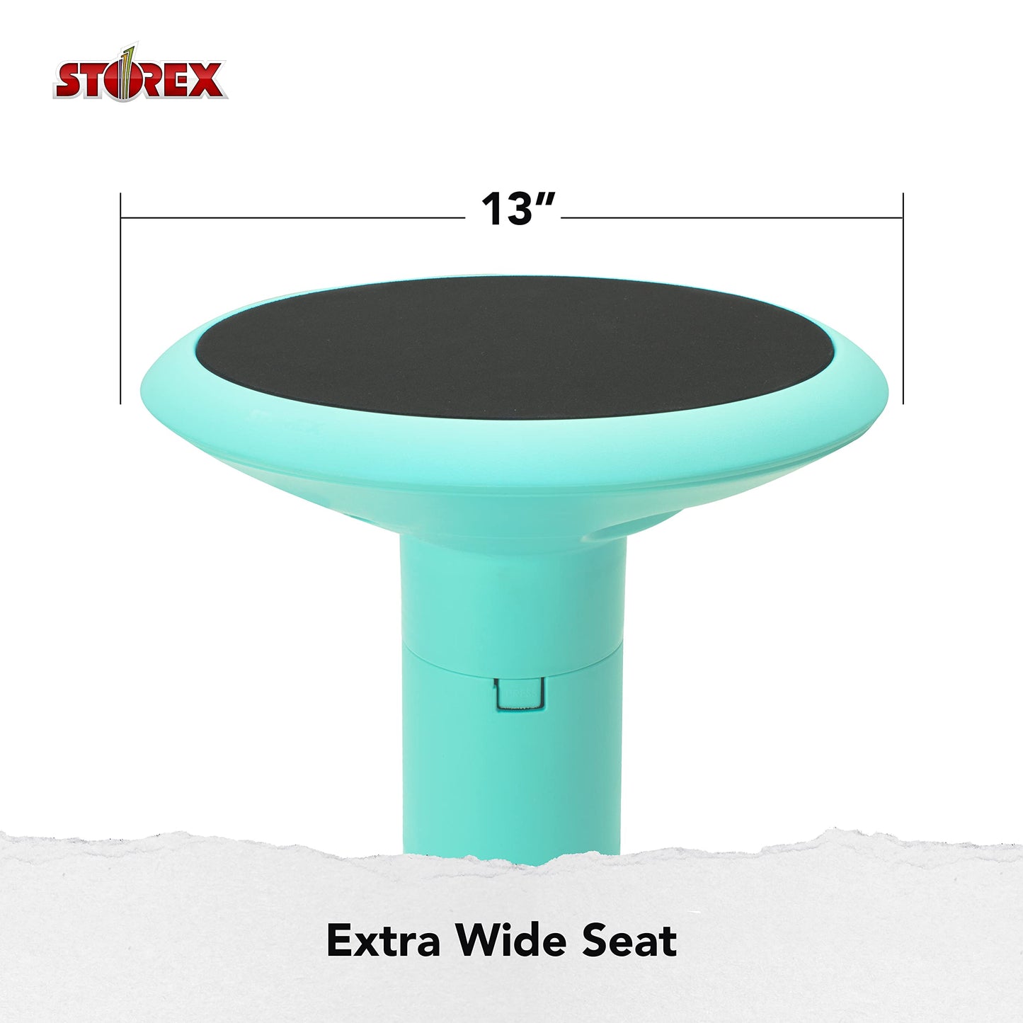 Storex Active Tilt Stool – Ergonomic Seating for Flexible Office Space and Standing Desks, Adjustable 12-24 Inch Height, Teal (00325U01C)