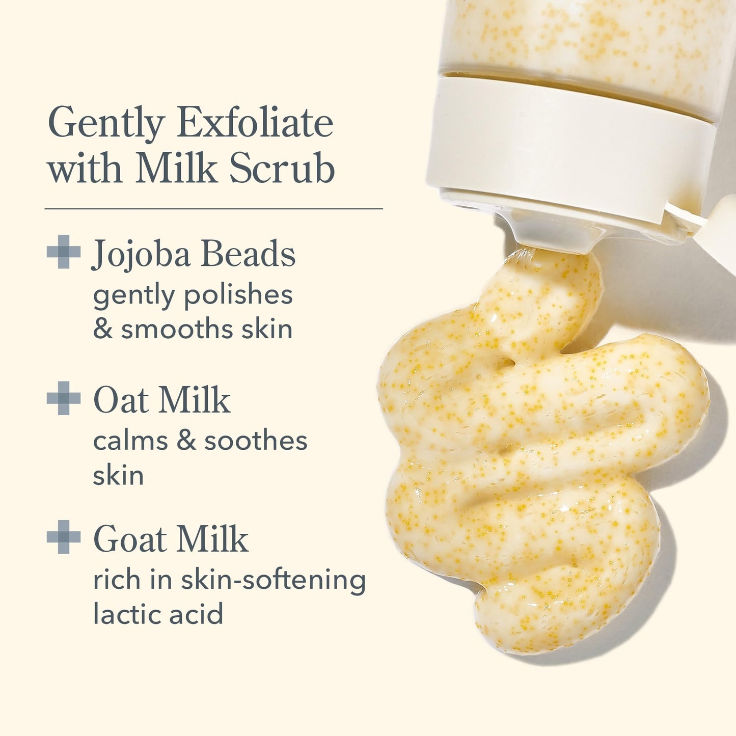 Beekman 1802 Oat + Goat Milk Exfoliating Face Scrub - Gentle Cleansing With Jojoba Bead Facial Exfoliator - Sensitive Skin Face Cleanser - Fragrance Free