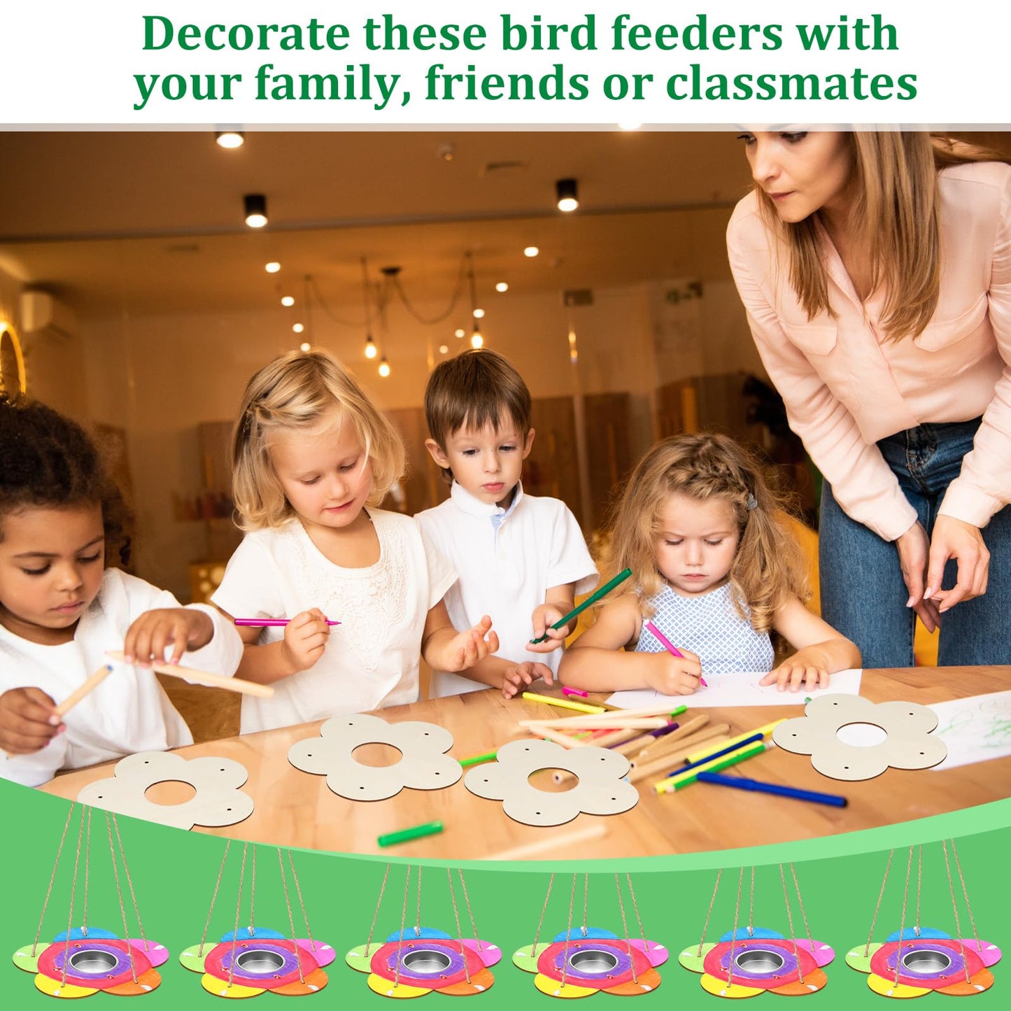 DoubleFill Bird Feeder Craft Kits for Ages 3-8 Arts and Crafts DIY Wooden Painting Kits Outdoor Toys Party Favor Gifts (200 Pcs)