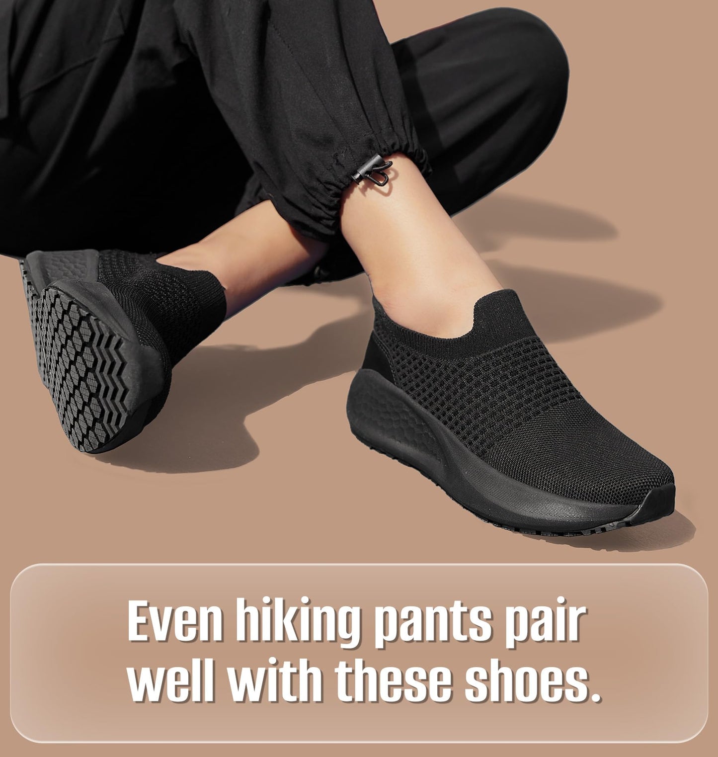 SHULOOK Non Slip Work Shoes for Women Slip Resistant Sneakers Mesh Slip On Food Service Shoes Chef Kitchen Restaurant Lightweight Comfortable Sock Shoes Black Size 8