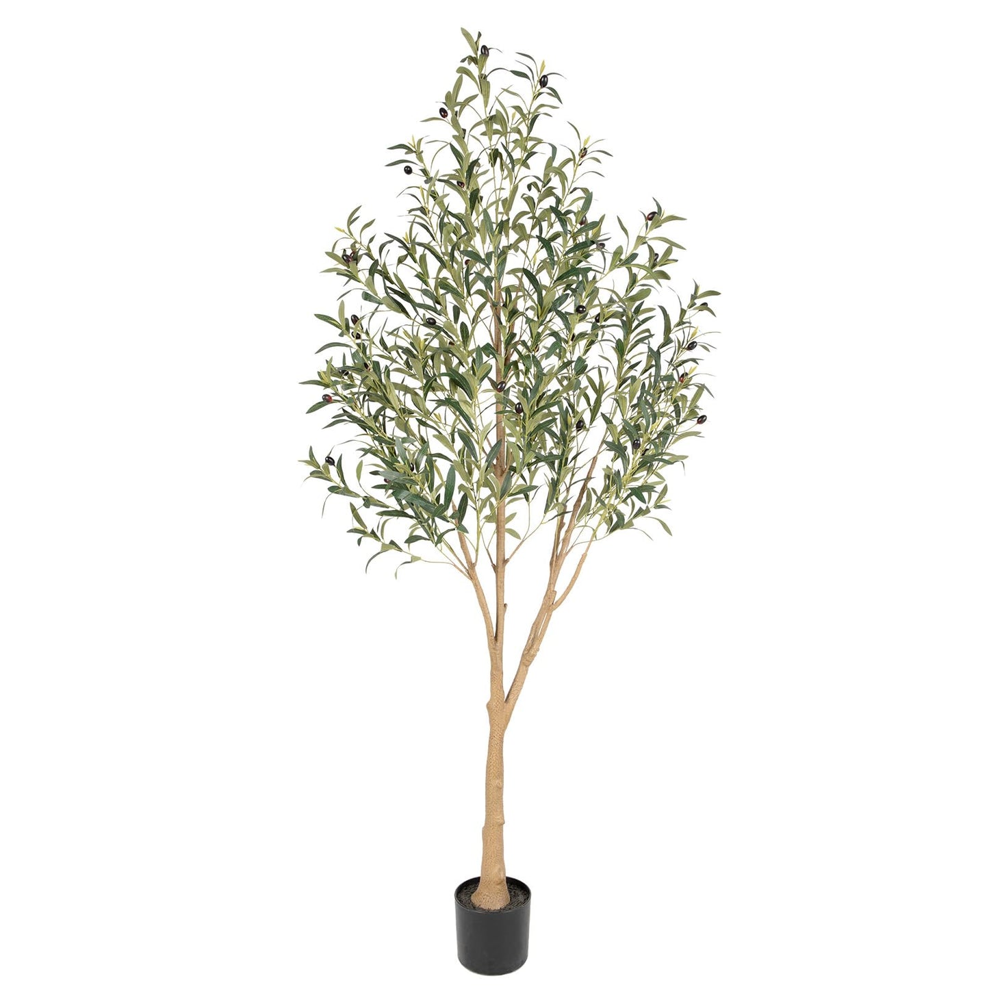 Tall Faux Olive Tree，6ft（72in） Realistic Potted Silk Artificial Olive Tree， Fake Olive Trees Indoor with Green Leaves and Big Fruits for Home Office Living Room Stairs Patio Decor.