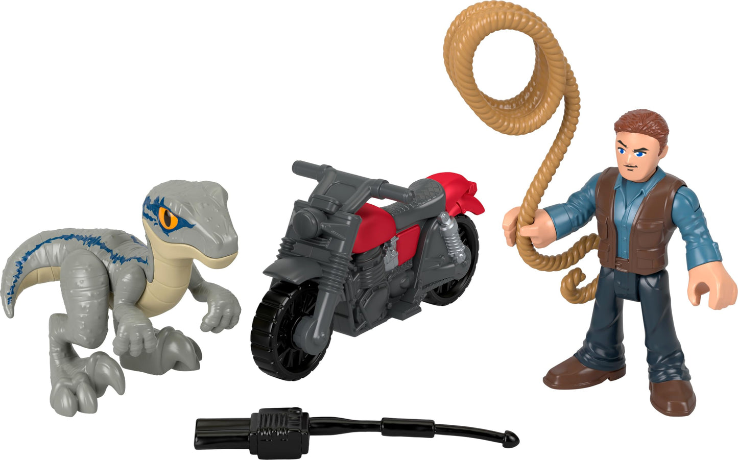 Fisher-Price Imaginext Jurassic World Dinosaur Toys Owen Grady & Blue Figure Playset for Preschool Pretend Play Ages 3+ Years