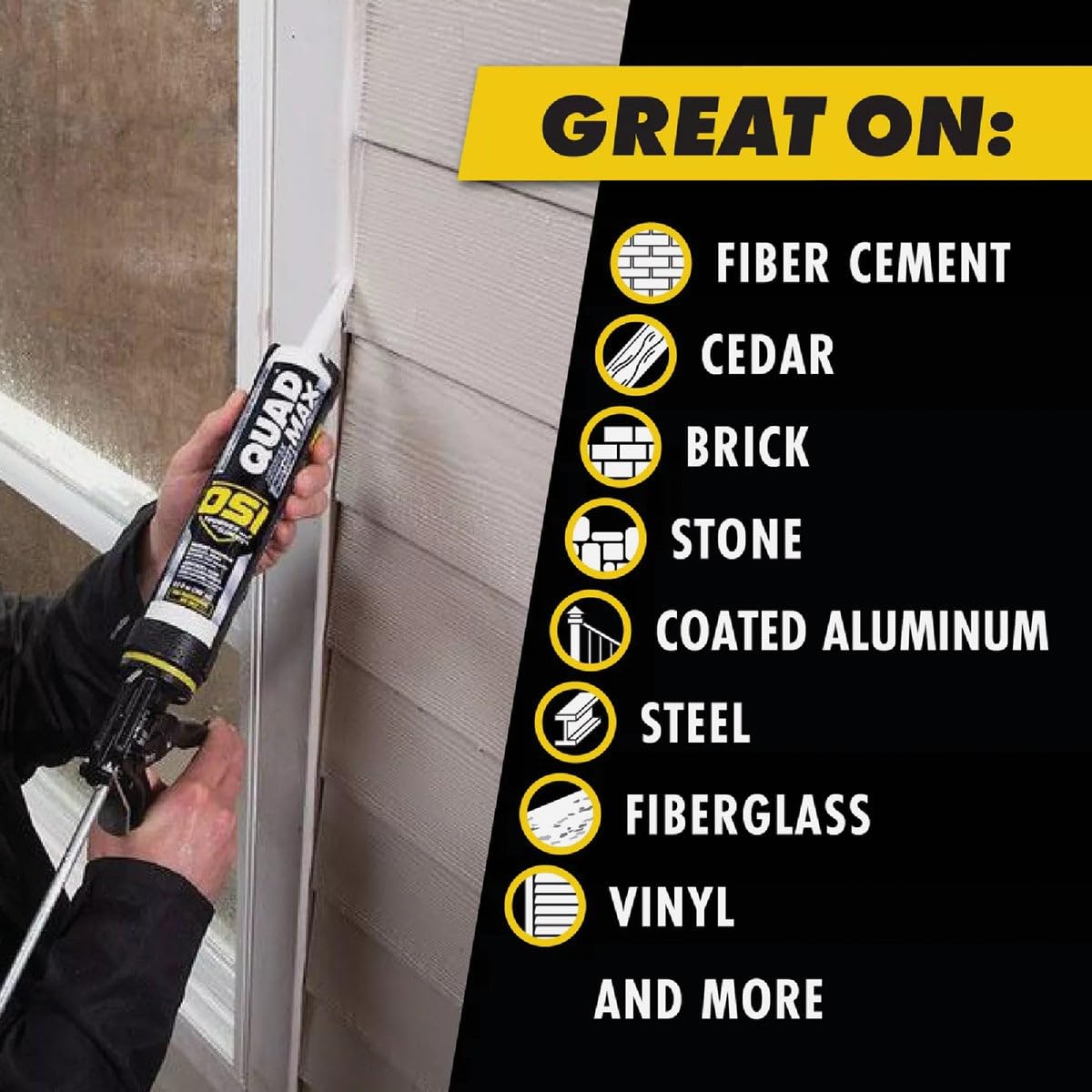 12-Pack of 9.5 oz OSI 1868684 White 001 Quad Max Window, Door & Siding Sealant