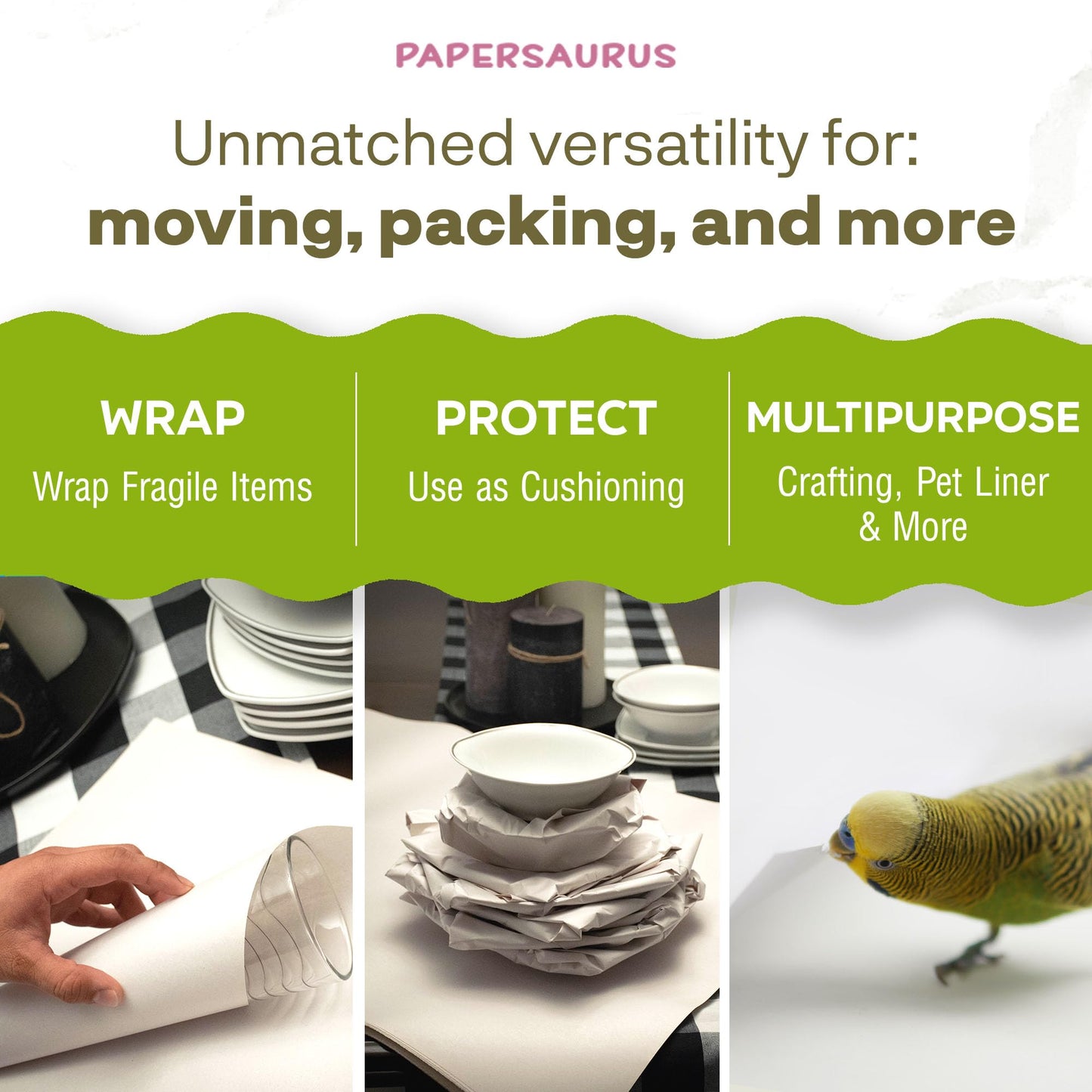 Papersaurus Newsprint Packing Paper - Packing Paper Sheets for Moving and Shipping - 240 Newsprint Paper Sheets - 7.5 lbs, 17 x 27