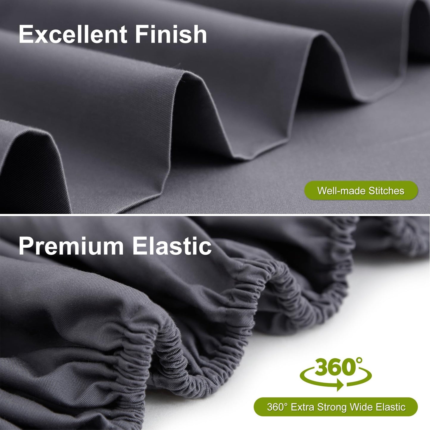 Ivellow Deep Pocket King Sheets, Rayon Derived from Bamboo, Extra Deep Pocket up to 18"-24", Hotel Luxury Cooling Sheets for King Size Bed, Silky Soft, Smooth, Breathable Bed Sheets Grey