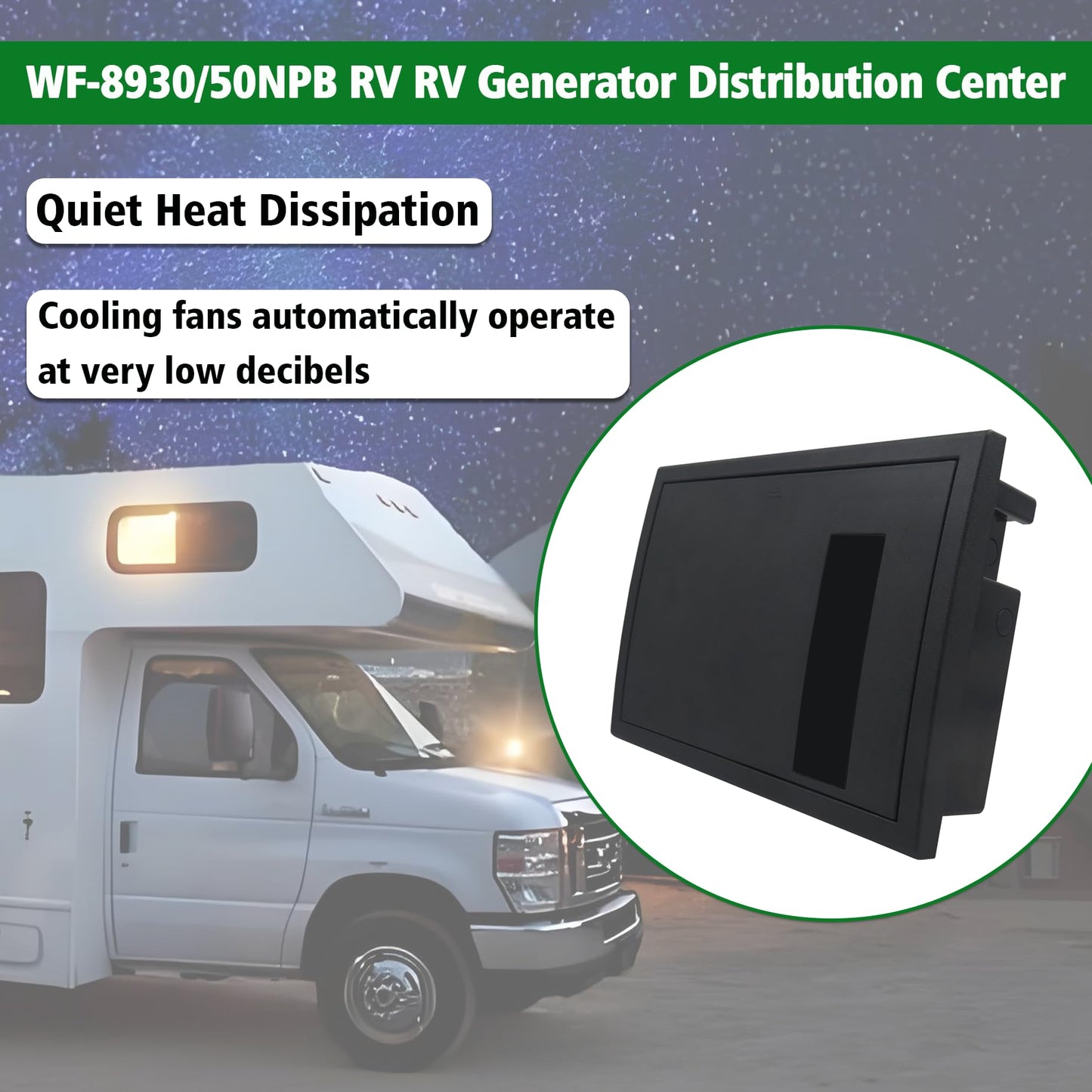 BIPIMIFI RV Electrical Panel Wf-8930/50NPB, 50 Amp AC Distribution Center, 27 Circuits, Plastic & Polycarbonate (PC) Material