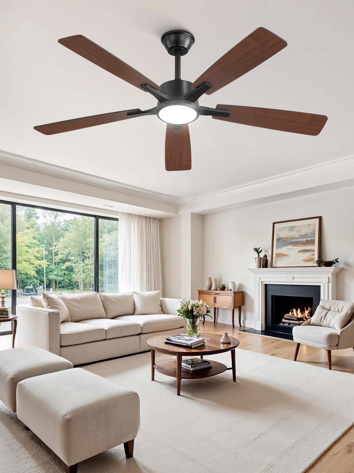 Fanbulous 52 Inch Ceiling Fans with Lights and Remote, Stepless Color Temperature Change & Dimmable 20W LED Ceiling Fan, 6 Speeds Reversible Quiet DC Motor for Bedroom, Living Room, Apartment, Black