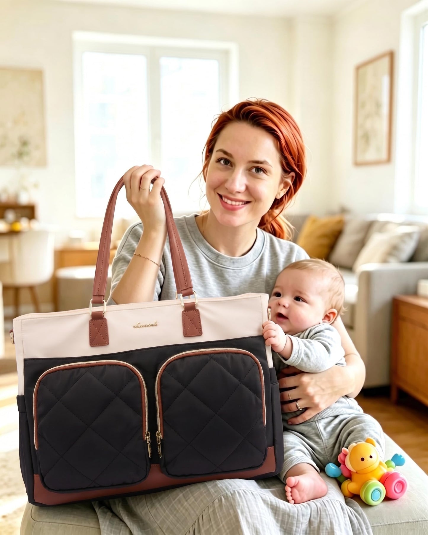 LOVEVOOK Work Tote Bag with Lunch Compartment & Cup Holder, 15.6" Laptop Lunch Bag Combo for Women,Large Work Tote for Teacher, Nurse & Office Commuter