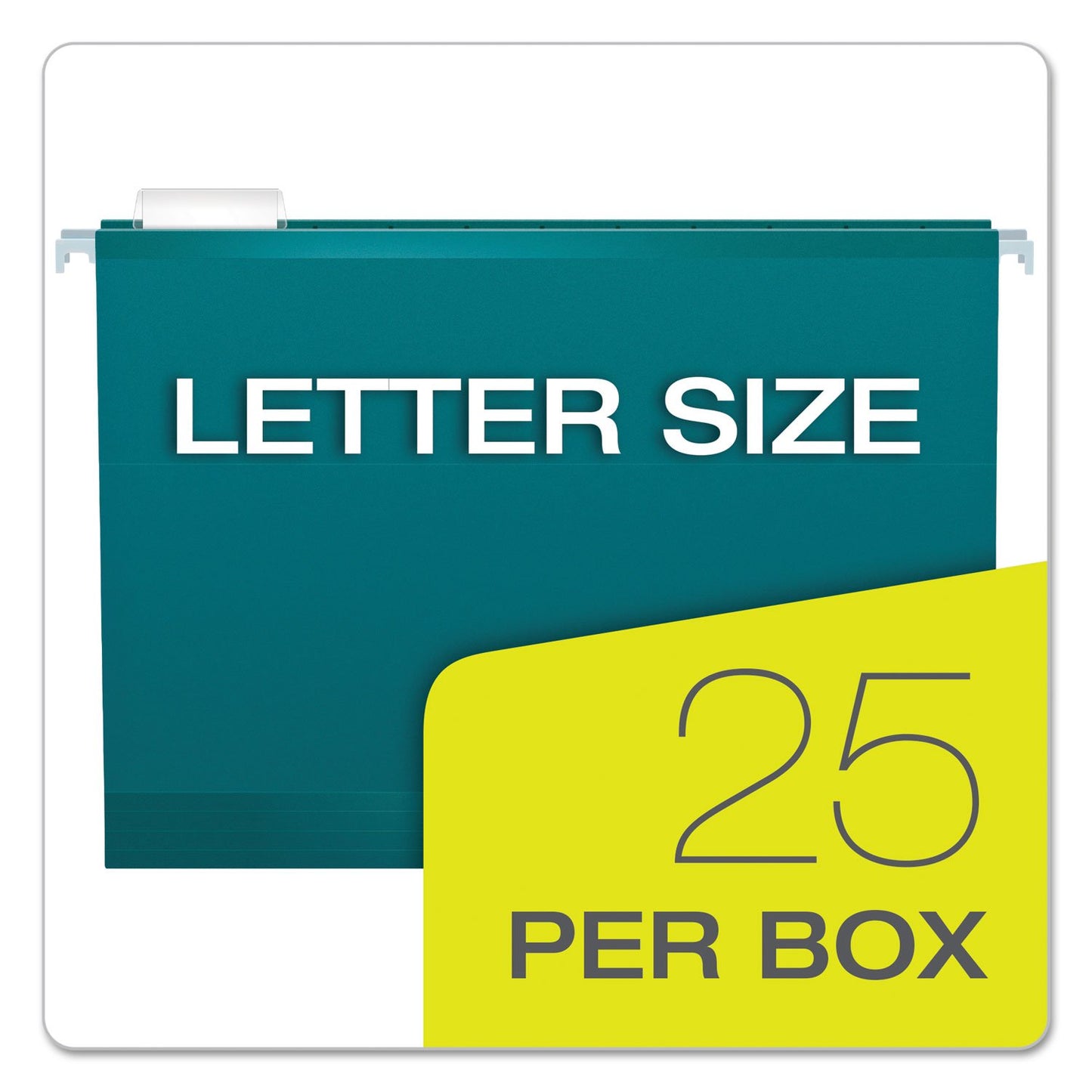 Pendaflex Reinforced Hanging File Folders, Letter Size, Teal, 1/5 Cut, 25/BX (4152 1/5 TEA)