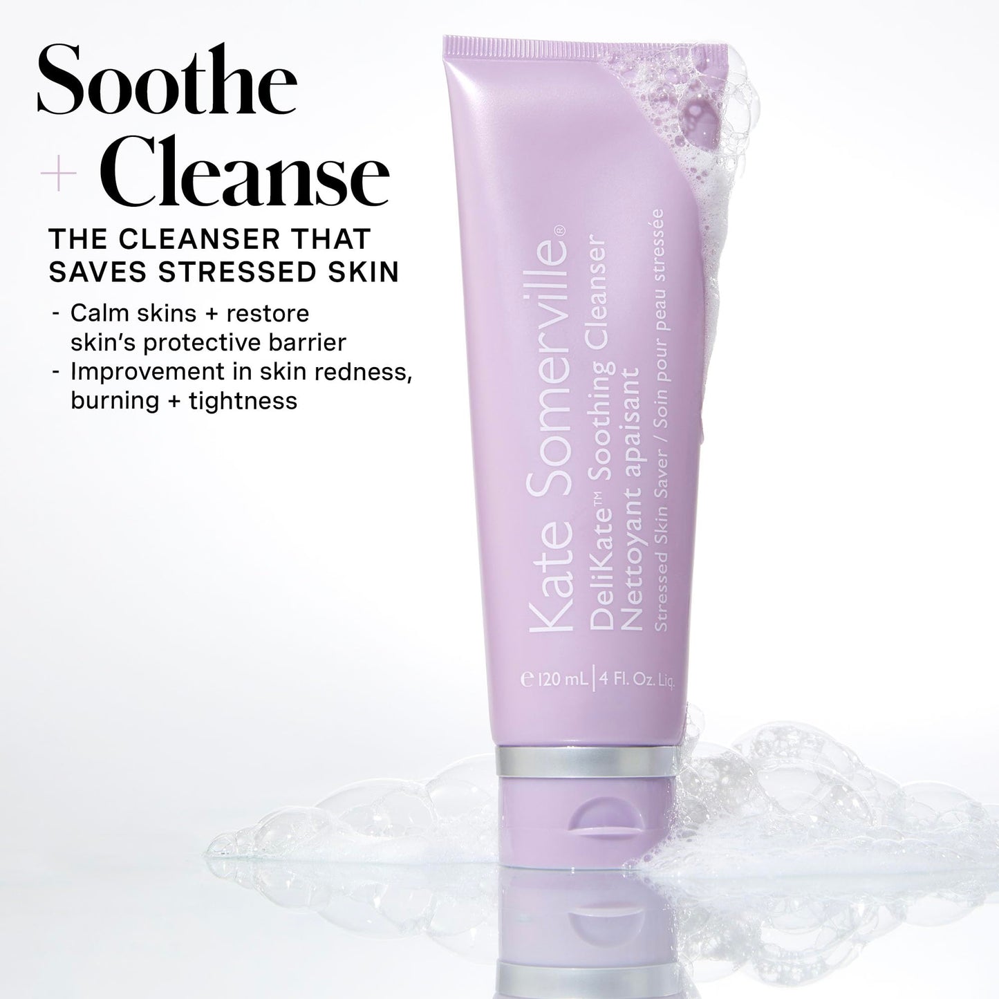 Kate Somerville DeliKate Soothing Cleanser – Clinically Proven Hydrating Face Wash – Gentle Irritation, Tightness and Redness Relief for Stressed or Sensitive Skin, 4 Fl Oz