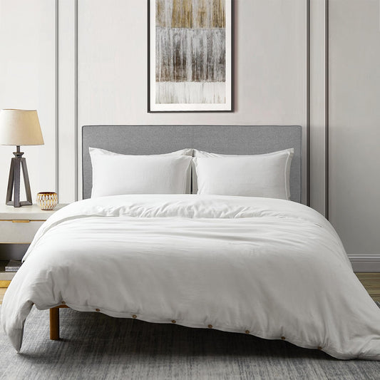 DAPU Linen Duvet Cover Set - French Linen Cotton Blend Natural Flax Soft Breathable Bedding 3 Pcs Set - 1 Duvet Cover 2 Pillowcases (Off-White/Cotton Linen, King)