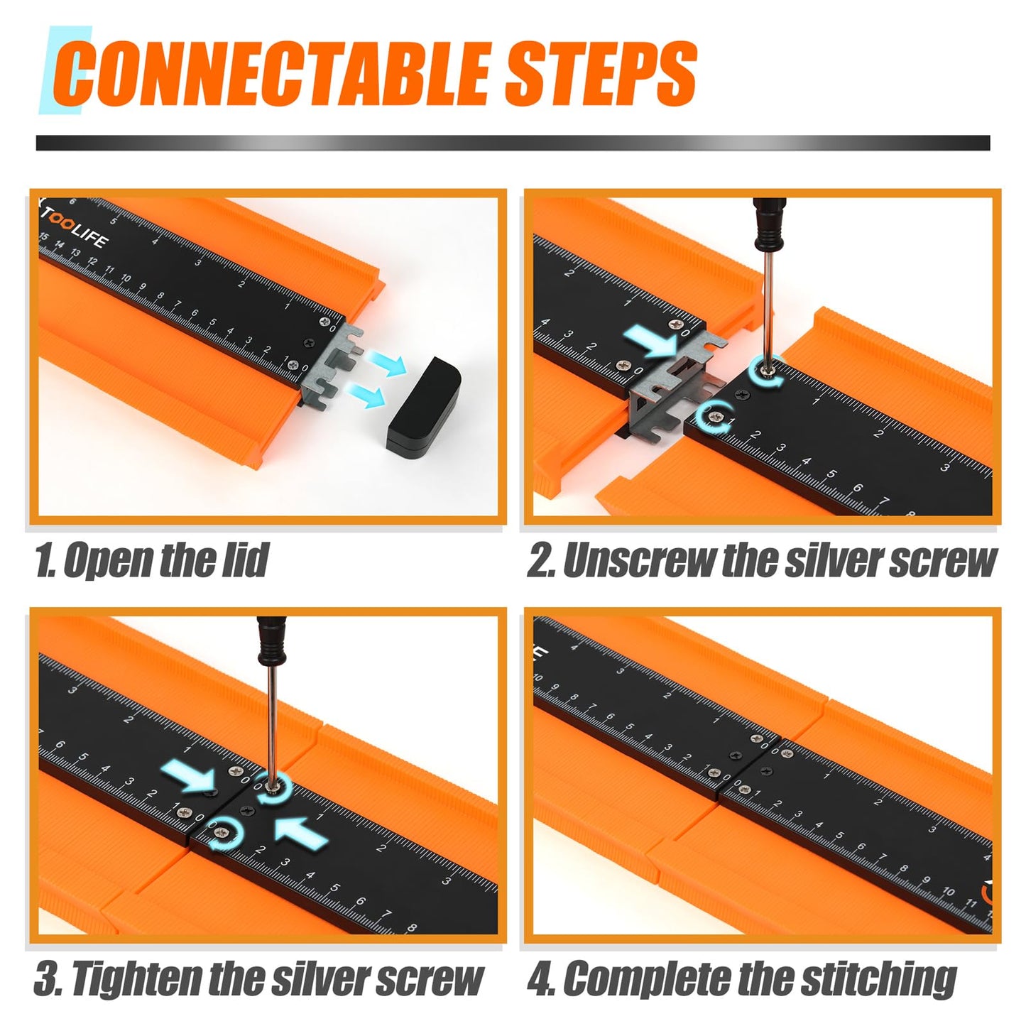 TOOLIFE Connectable Contour Gauge 10+10 Inch,Gifts for Men Husband Dad, Shape Woodworking Tools for Flooring Tile Laying Carpet, Gifts for Him, Anniversary Birthday Ideas