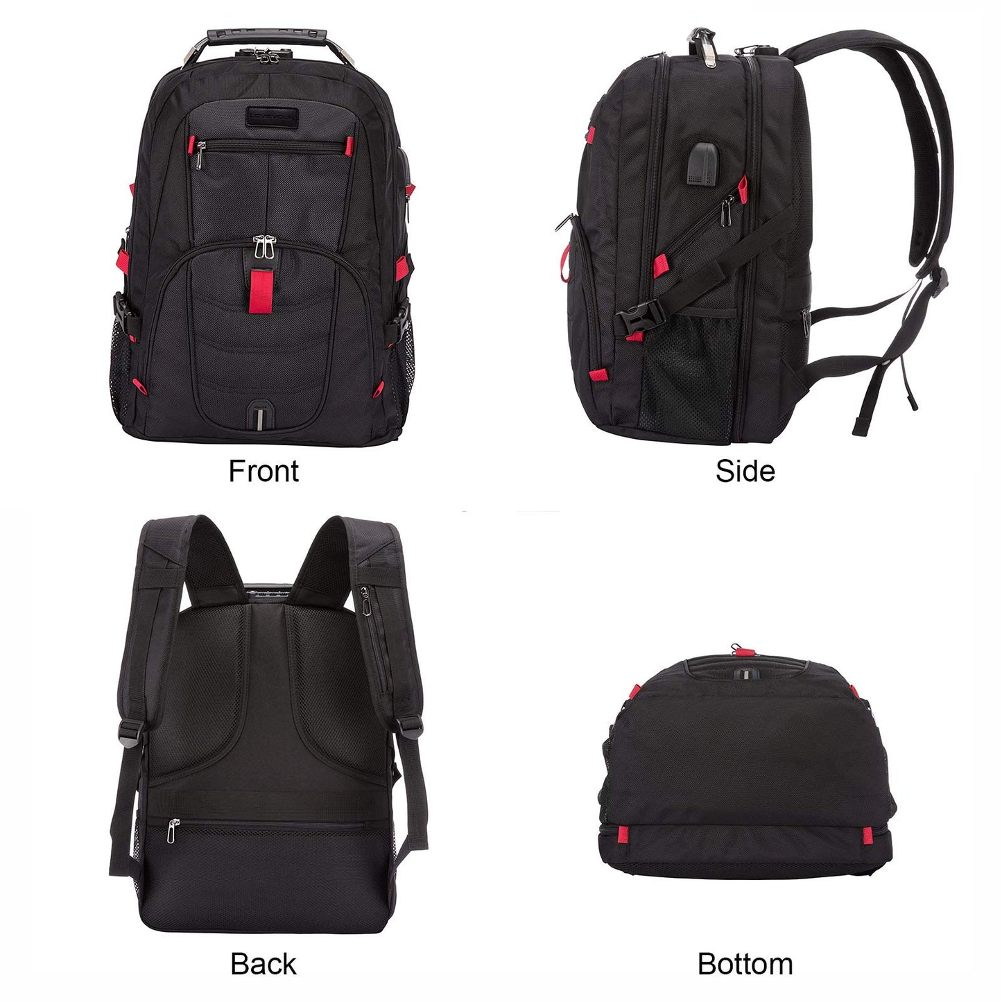 LOVEVOOK Travel Laptop Backpack Waterproof Anti Theft with Lock and USB Charging Port Large Computer Business Backpack for Men Women College (17 inch, Black)