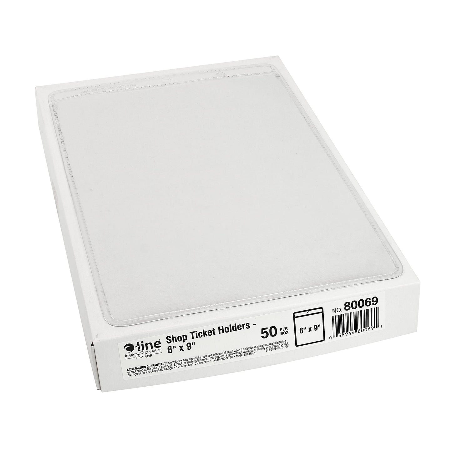 C-Line Vinyl Shop Ticket Holders, Both Sides Clear, 6 x 9 Inches, 50 per Box (80069)