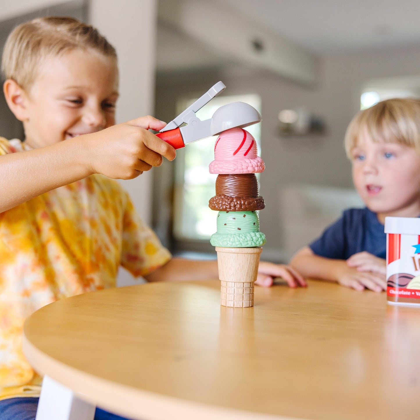 Melissa & Doug Scoop and Stack Ice Cream Cone Wooden Magnetic Pretend Play Food Set, Preschool Toy - FSC CertifiedPlay Ice Cream Set, Pretend Food, Toy for Toddlers and Kids Ages 3+