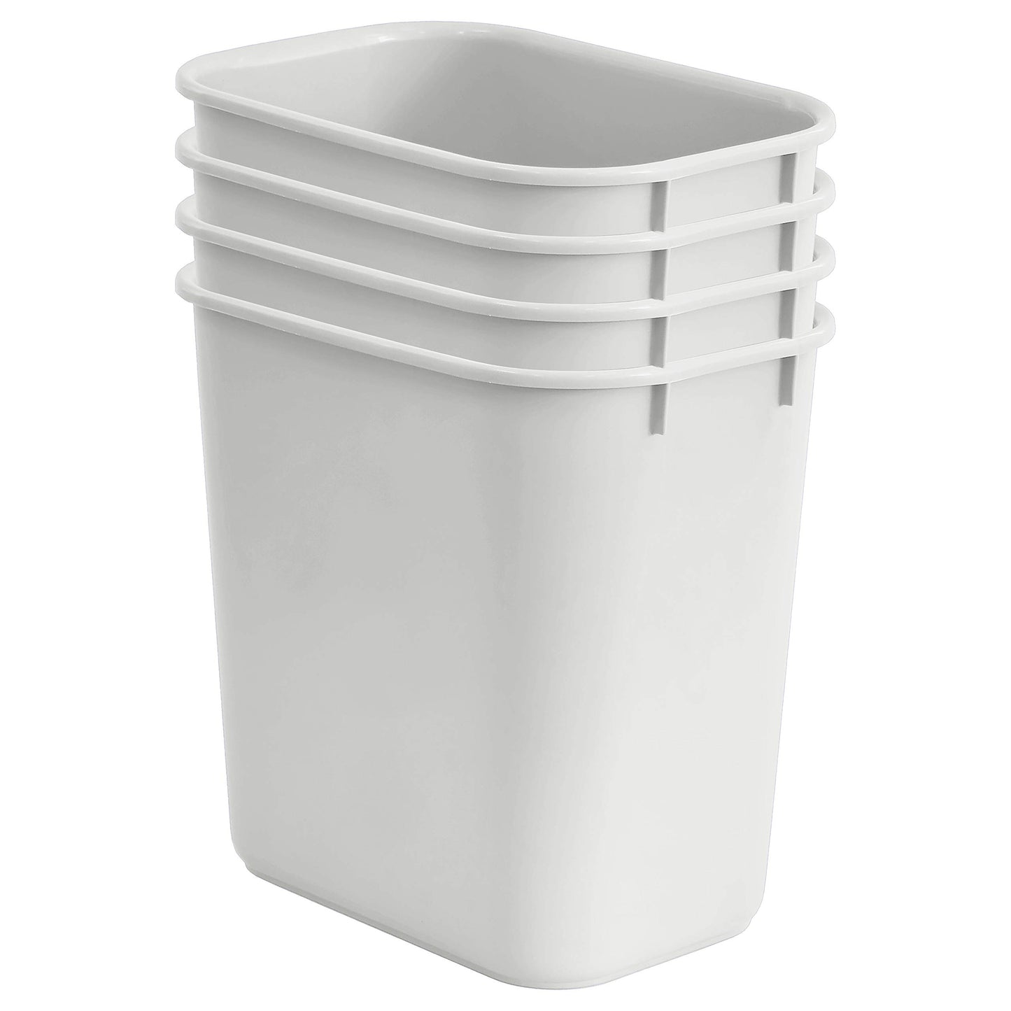 Acrimet Wastebasket, Deskside Bin, 6.75 Gallon/ 27 Quart/ 24 Liter, Trash Waste Can (Plastic) (White Color) (Set of 4)