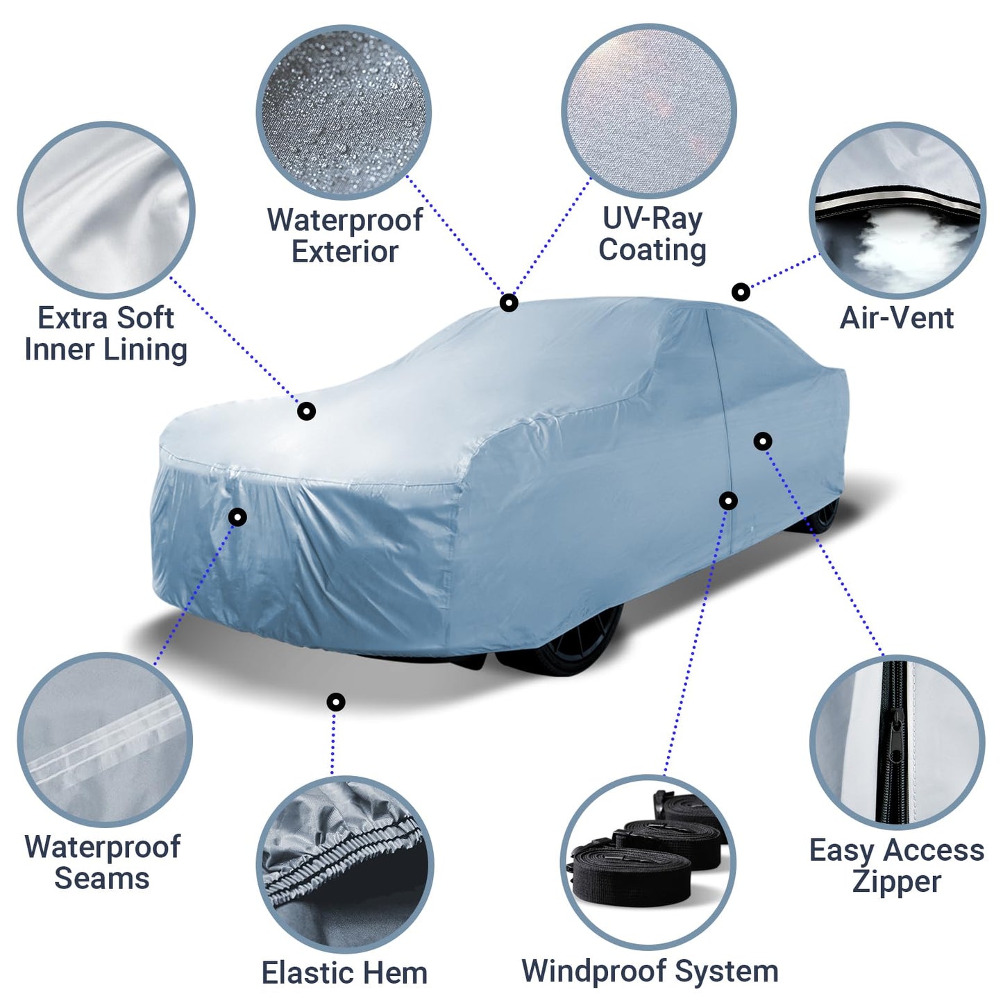iCarCover Premium Car Cover for 1970-1972 Chevy Monte Carlo Heavy Duty Waterproof All-Weather Automobiles Custom Fit Indoor Outdoor UV Snow Protection Covers with Straps and Bag
