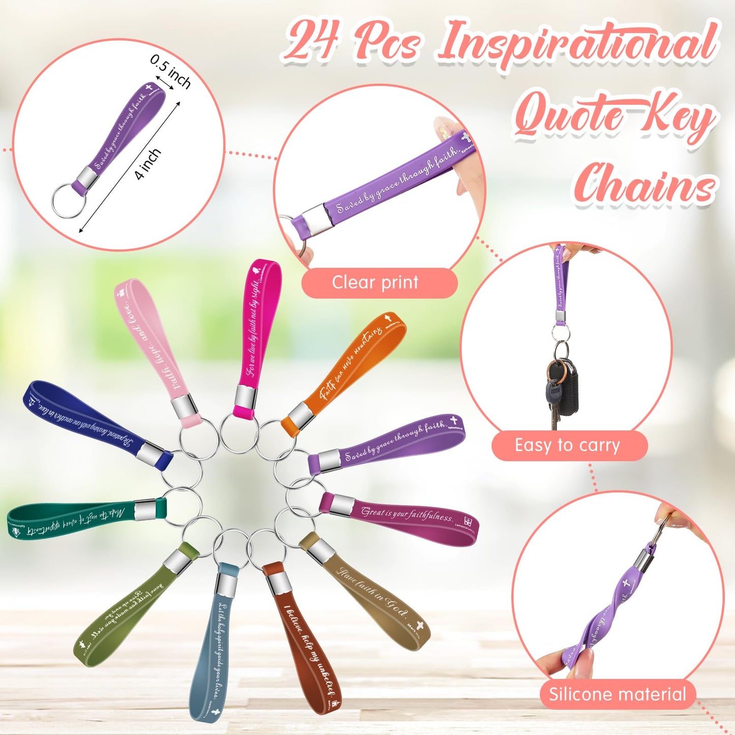 Estune 72 Pcs Christian Bible Gifts Set Bulk Religious Scripture Notebooks Scripture Quote Inspirational Ballpoint Pens Verse Christmas Keychain Inspirational Bible Gifts for Office (Religion)