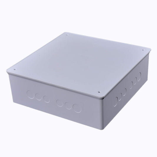 DJC Supply Co. 12" x 12" x 3" PVC Plastic Junction Conduit Box with Pre Molded 3/4" & 1" Punch in Holes