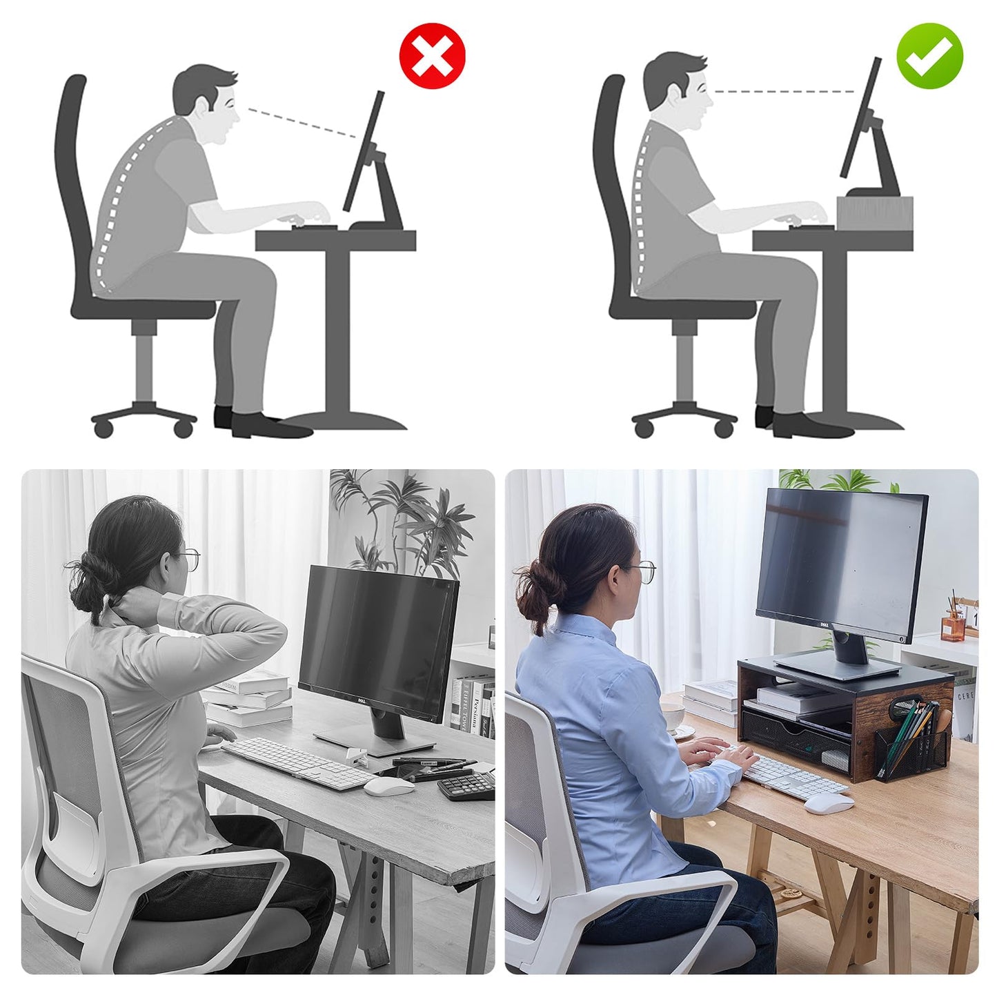 Xmoddes Printer Stand,Desktop Printer Stand with 2-Tier Storage Shelves for Home Office，Desk Organizer with Drawer and 2 Pen Holders for Fax Machine Scanner Files