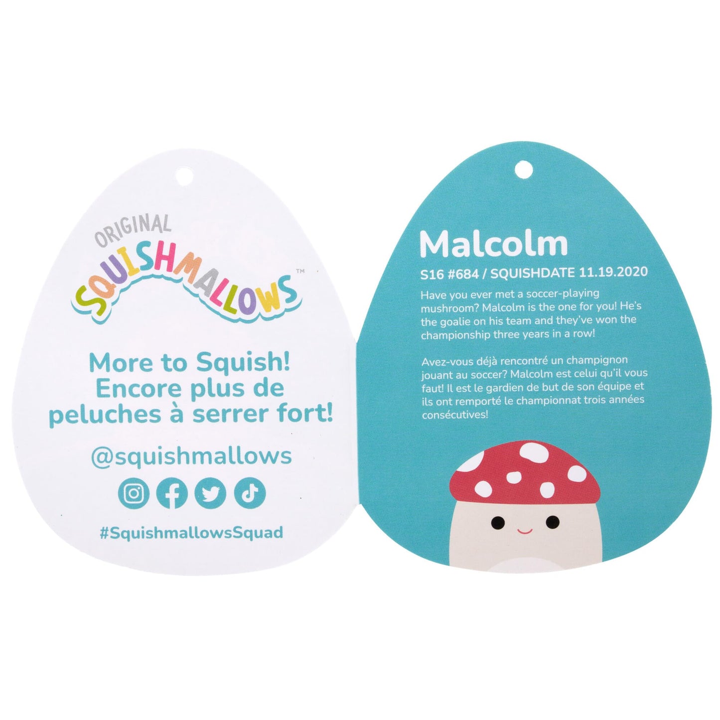 Squishmallows Original 16-Inch Malcolm Mushroom - Official Jazwares Large Plush