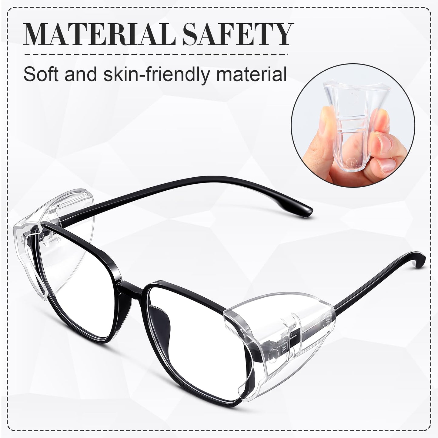 Tellegloww 60 Pairs Clear Safety Glasses Side Shields for Prescription Eyeglasses Slip on Side Shields Guards