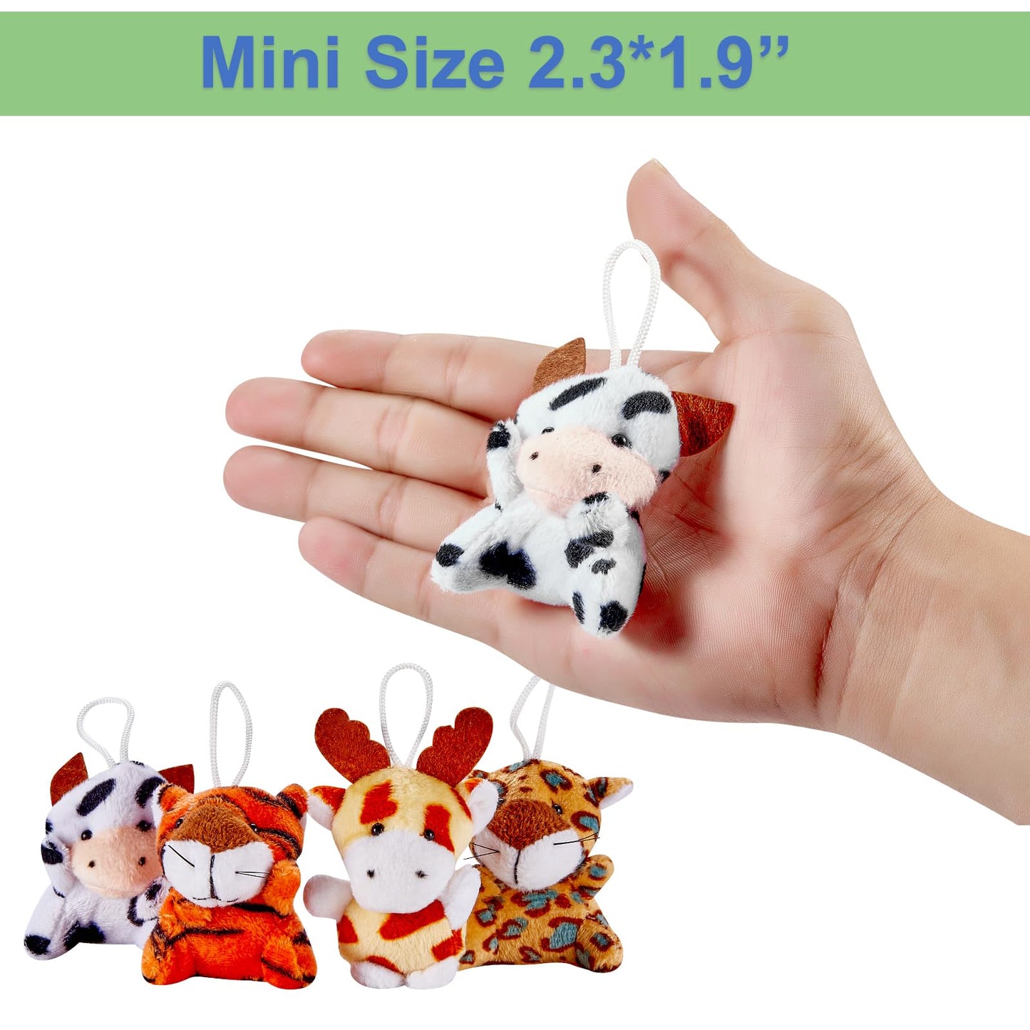 Ribyonten 120 Pack Mini Animal Plush Toy Set,Stuffed Animal Party Favors,Keychain Decoration,Christmas Party Favors,Easter Egg Stuffer,Valentine Exchange Toy,Carnival Prize