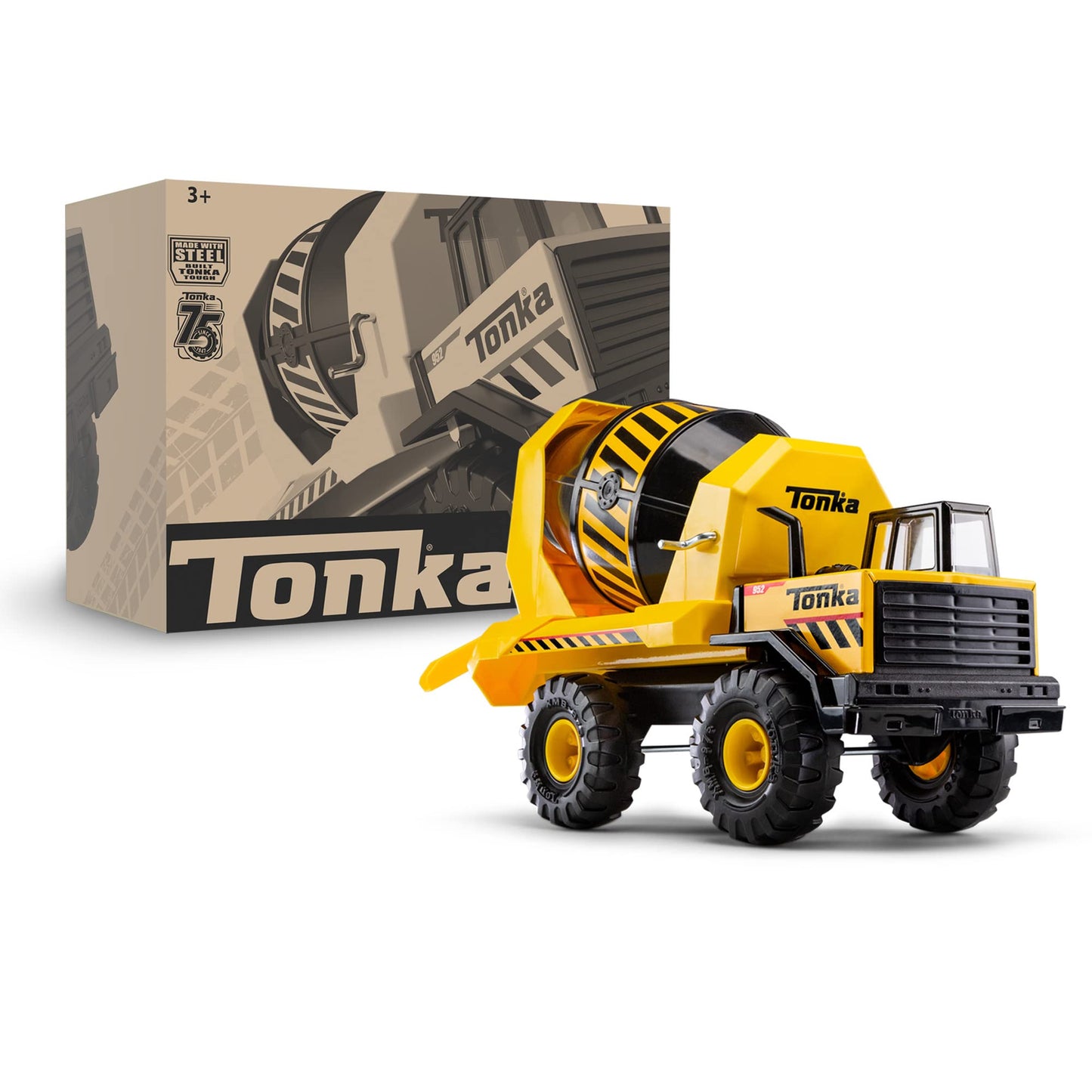 Tonka Steel Classics Mighty Cement Mixer - Made with Steel & Sturdy Plastic, Yellow Toy Construction Truck, Boys and Girls, Kids, Toddlers, Ages 3+