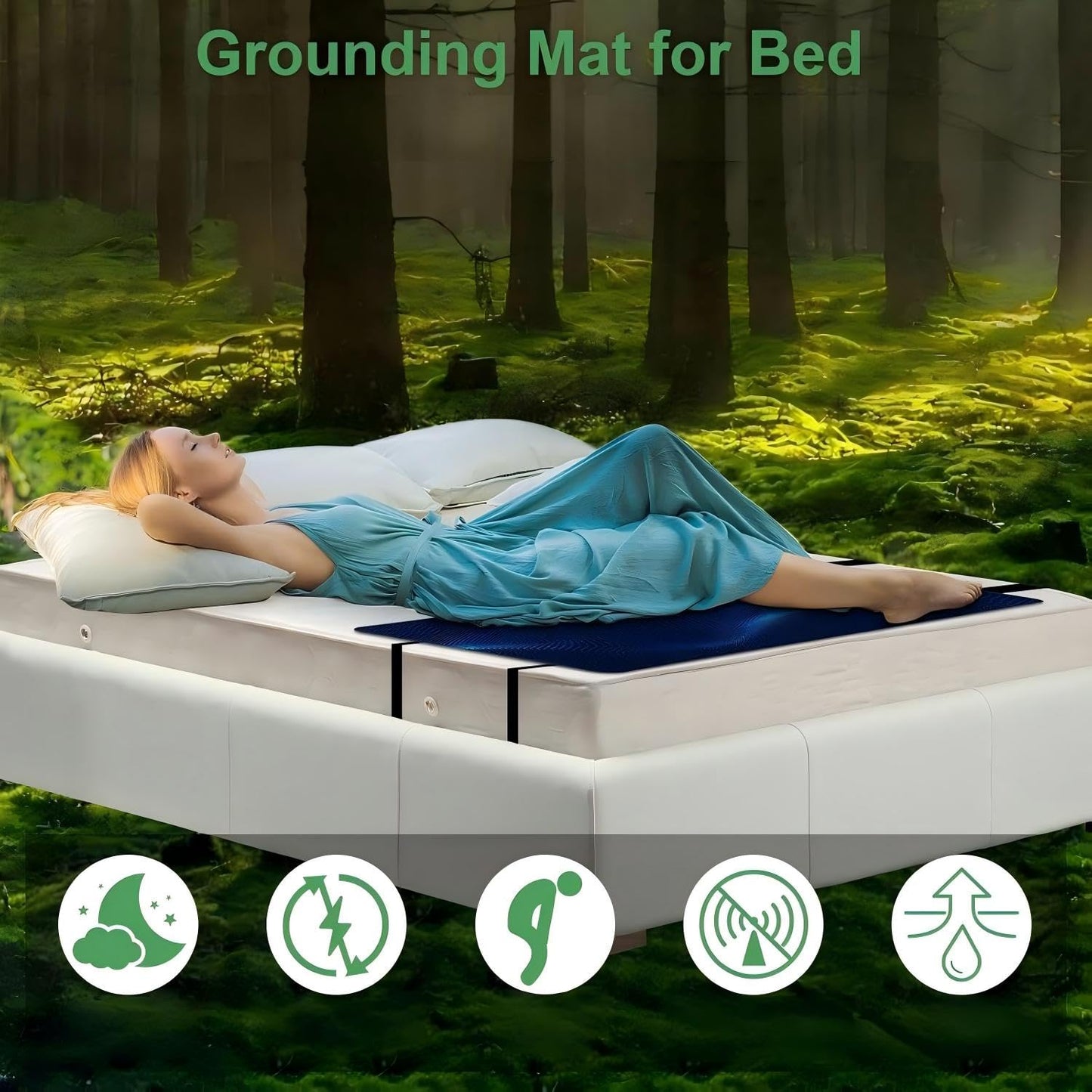 Grounding Mat for Bed,Grounding Mattress Pad with Cord,Grounding Mat, Grounding Sheets (King, 76"x27")