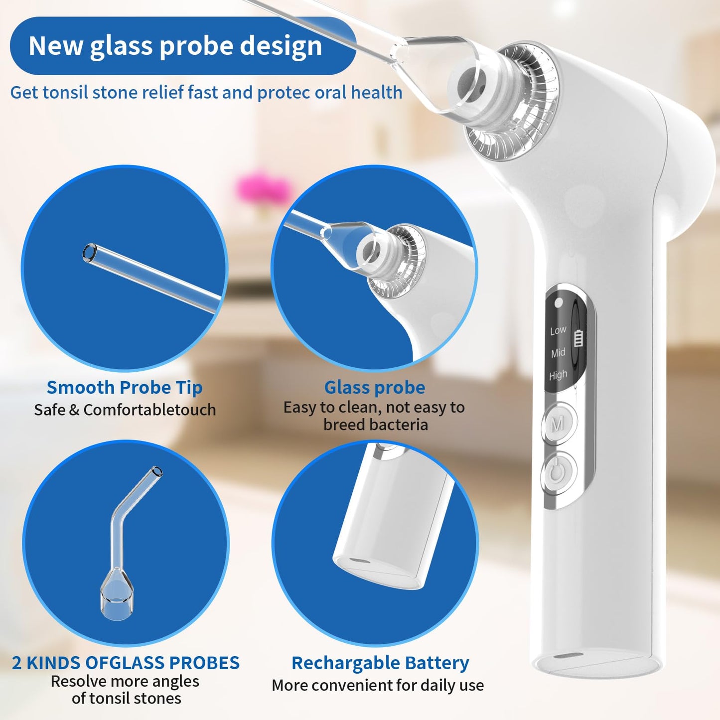 Sinkawa Electronic Tonsil Stone Remover Vacuum，10 in 1 Tonsil Stone Removal Kit，Tonsil Stone Remover Vacuum with Built-in Blue Light，Easy to Use, Fight Bad Breath, Mouth Cleaning Oral Care